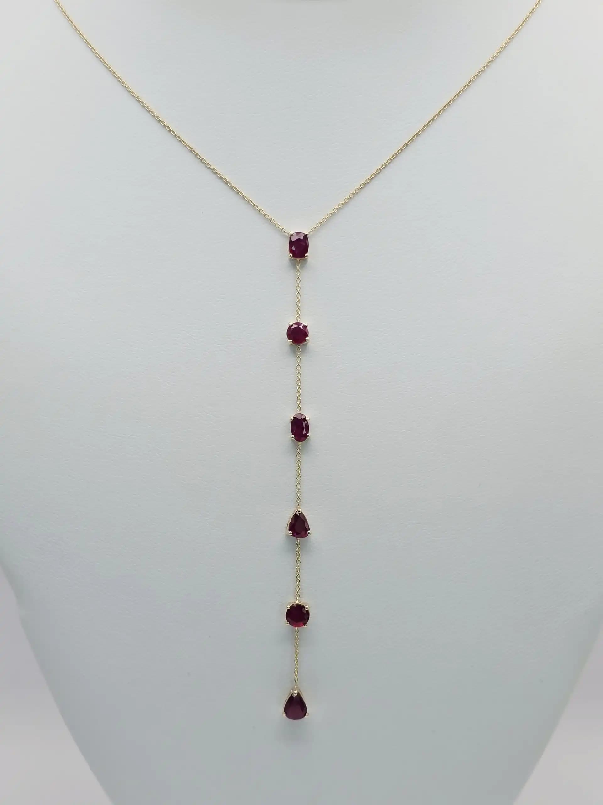 Multi Shape natural Ruby Lariat Necklace