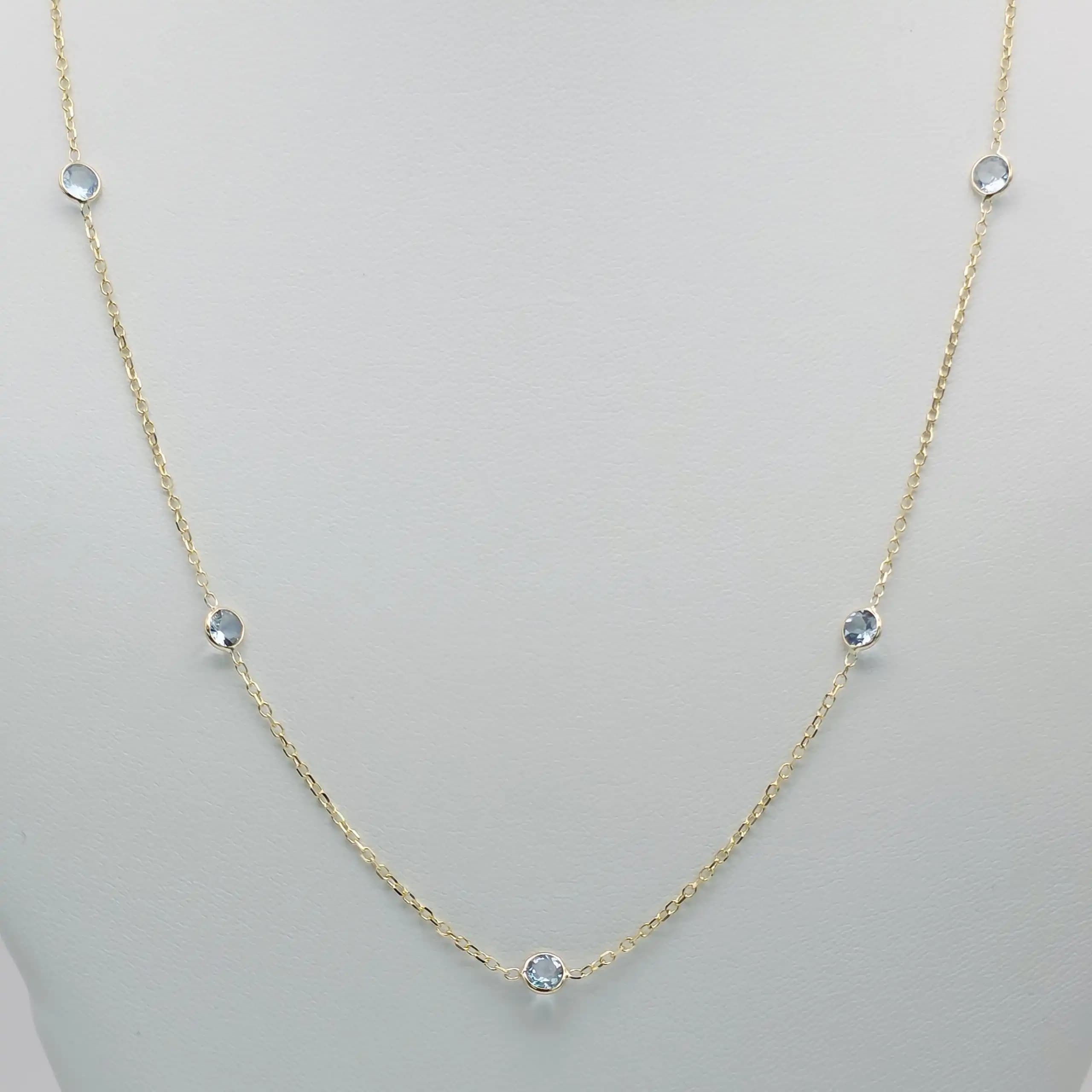 Aquamarine Gemstone station Necklace