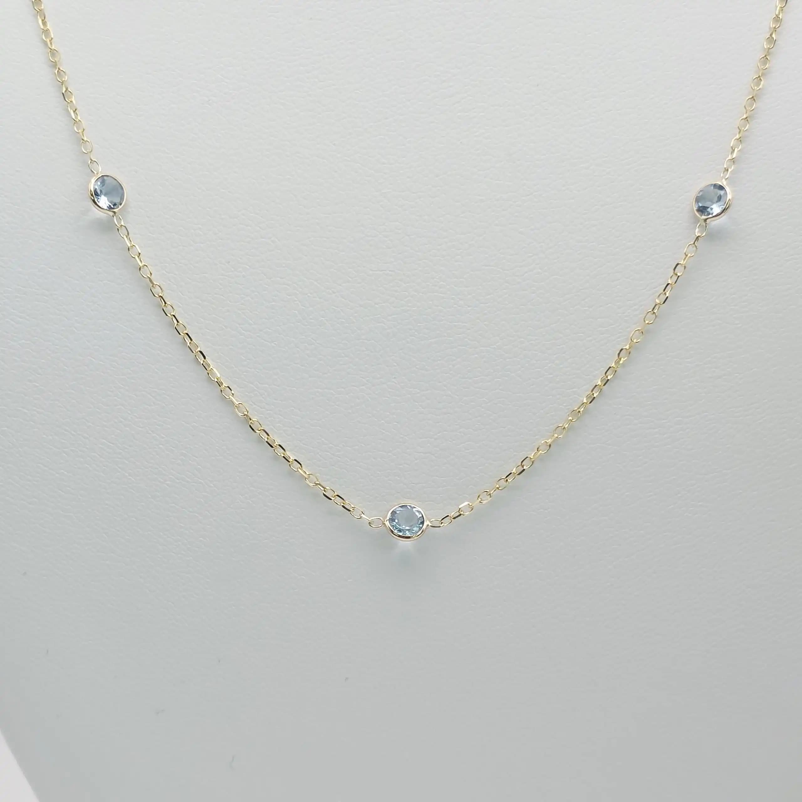 Aquamarine Gemstone station Necklace