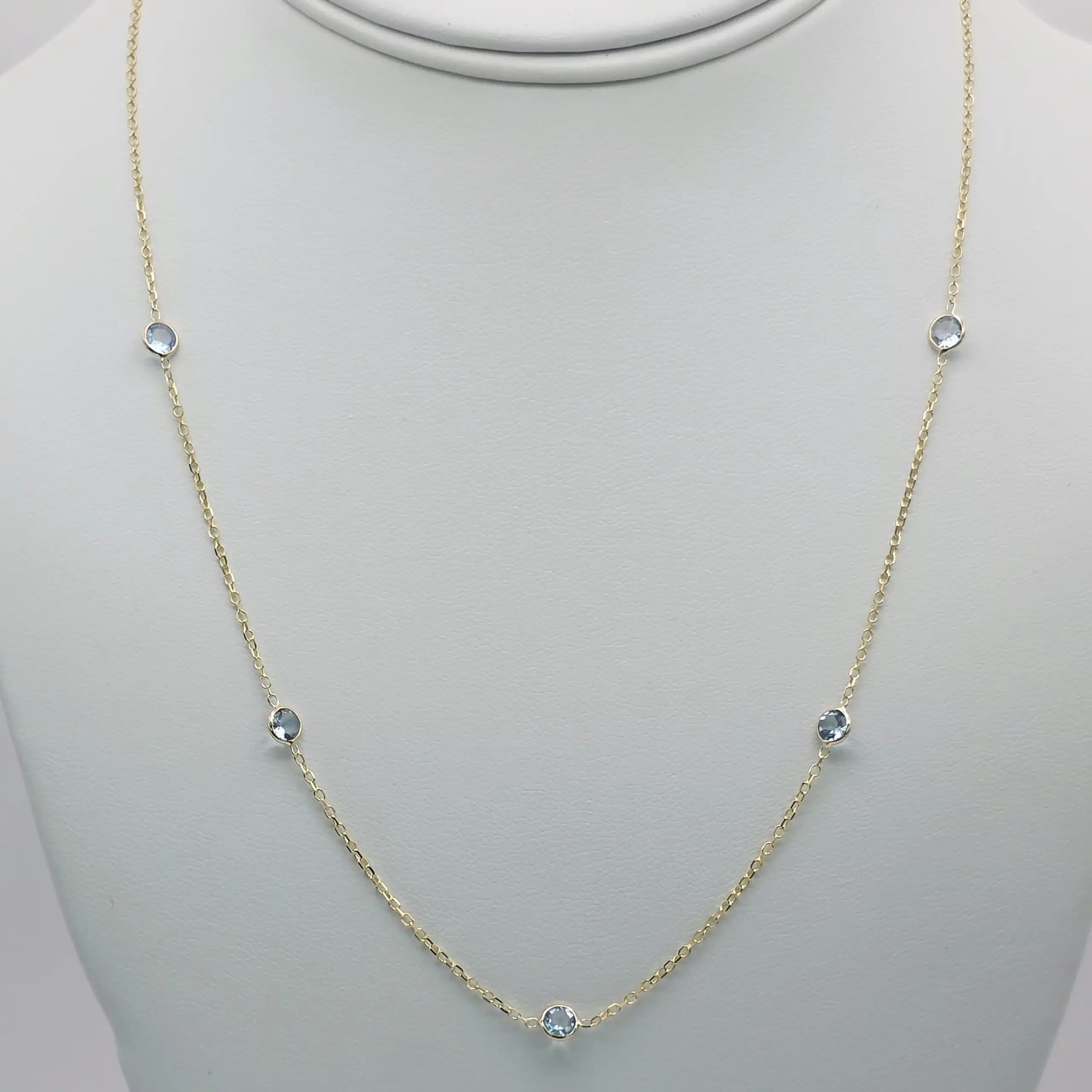 Aquamarine Gemstone station Necklace