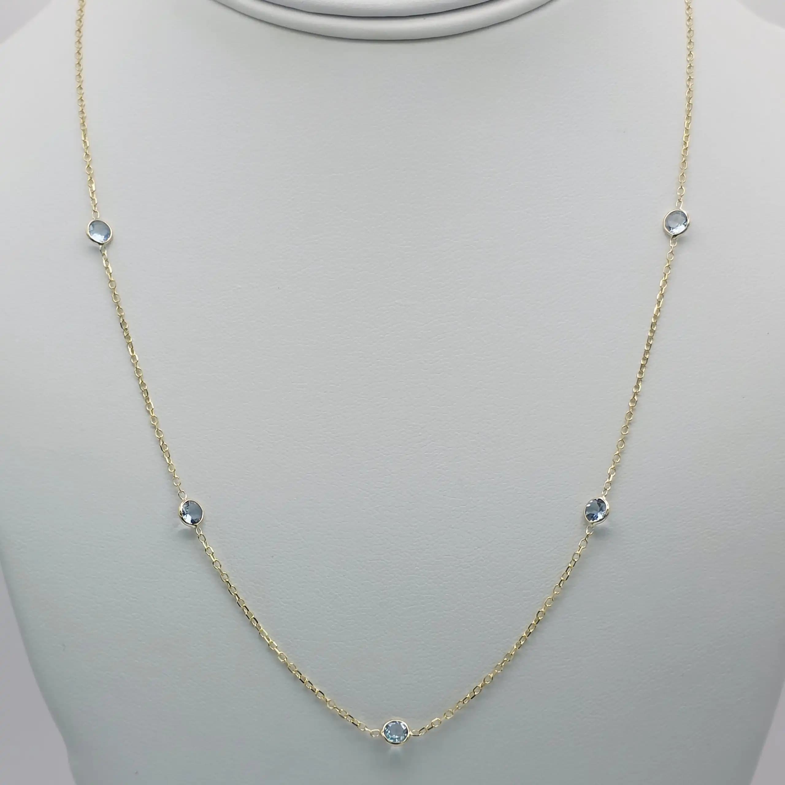 Aquamarine Gemstone station Necklace