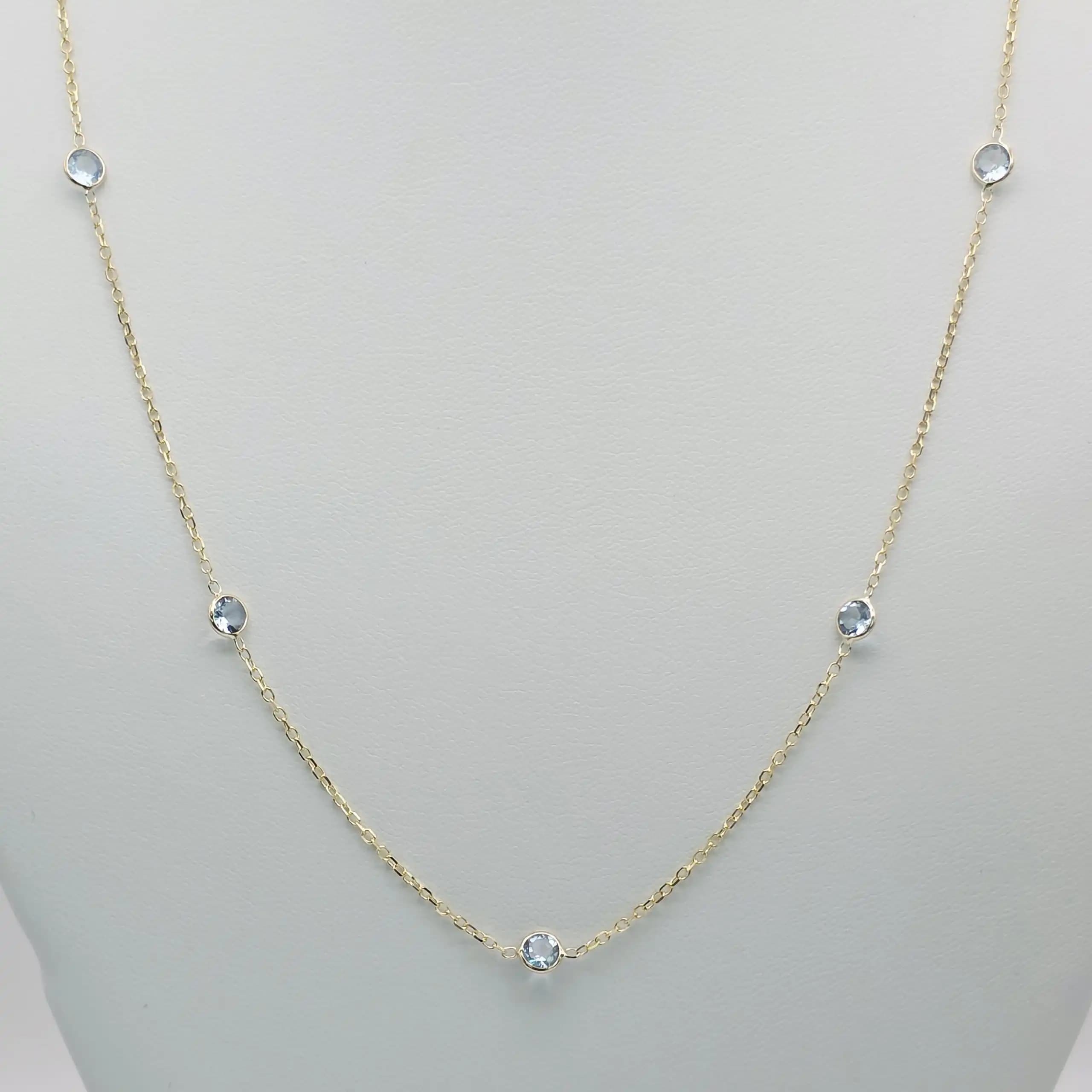 Aquamarine Gemstone station Necklace