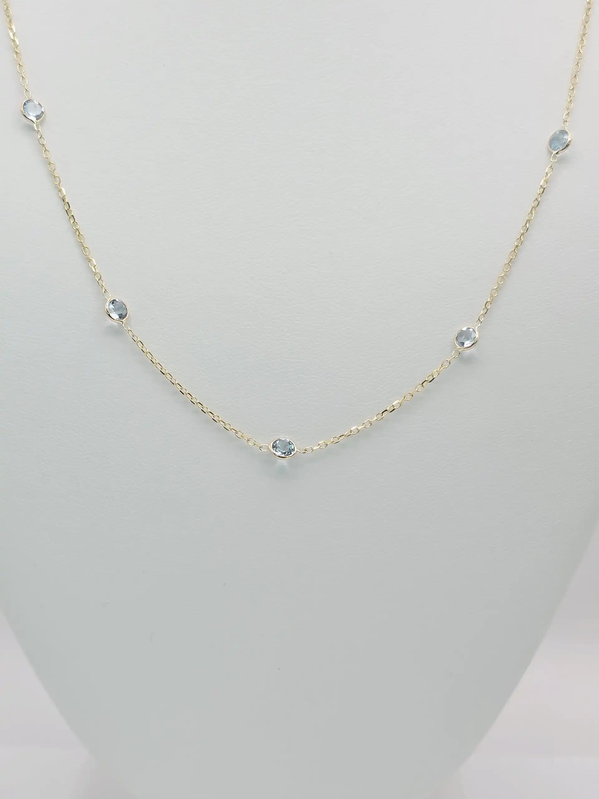 Aquamarine Gemstone station Necklace