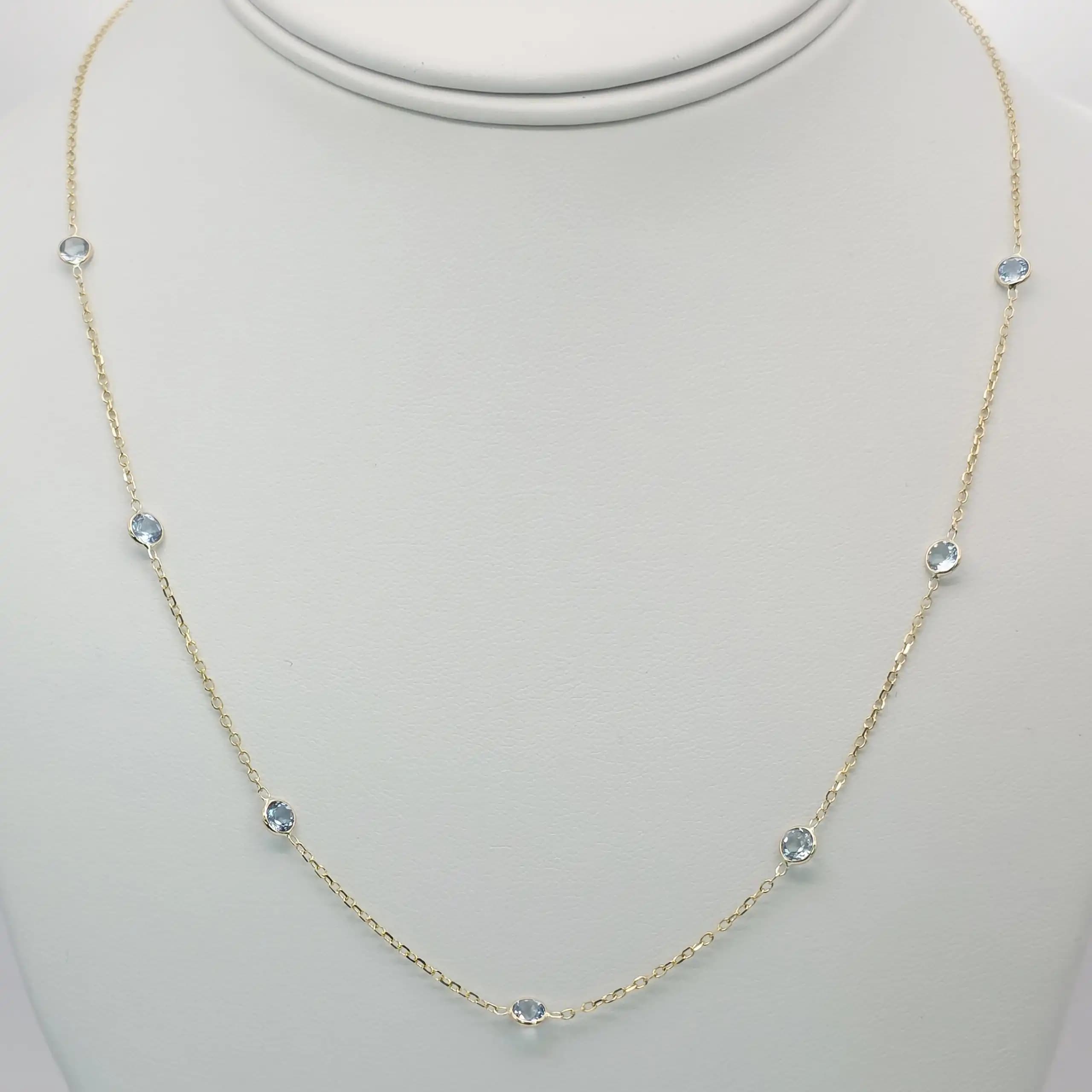 Aquamarine Gemstone station Necklace