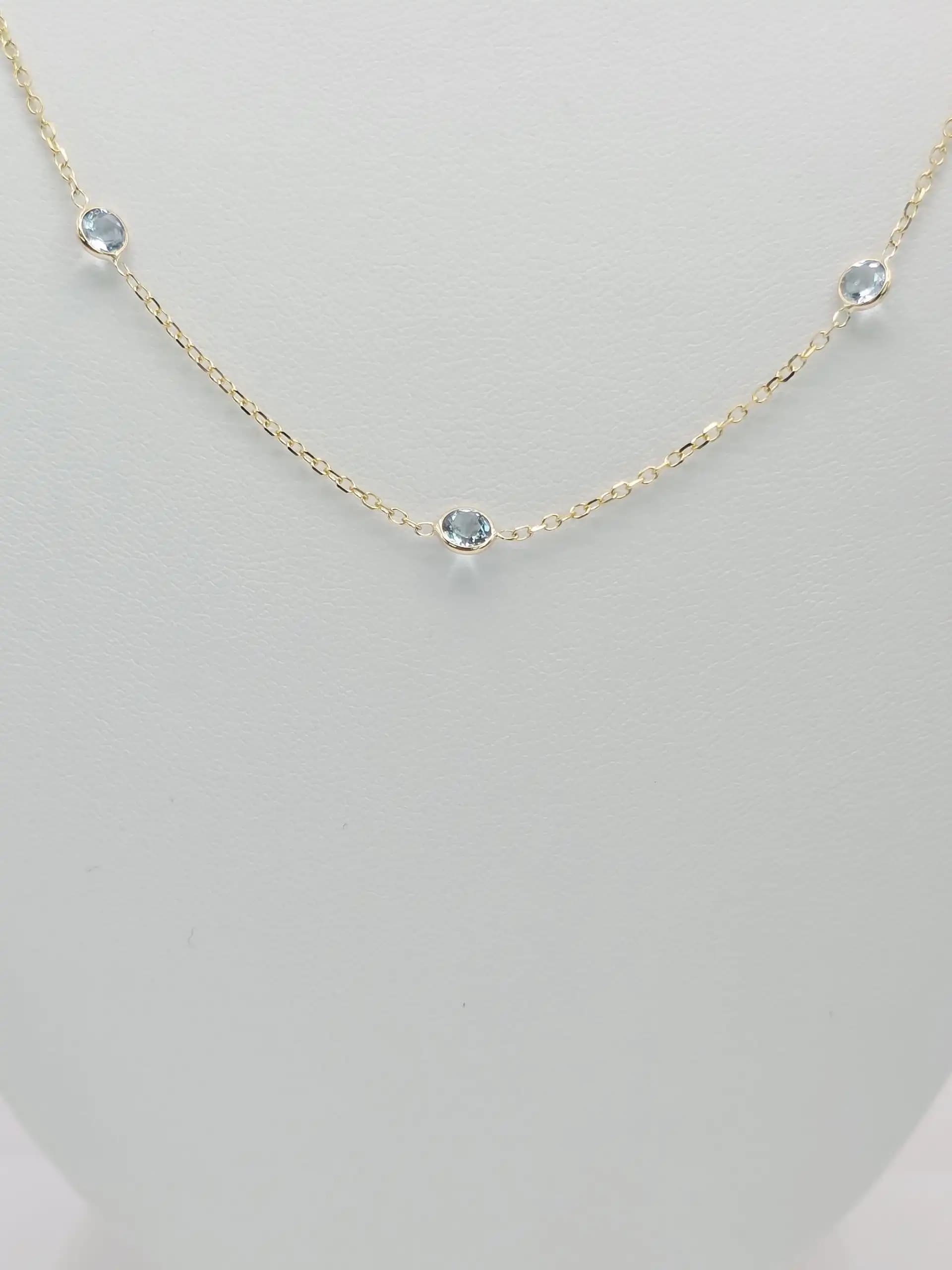 Aquamarine Gemstone station Necklace