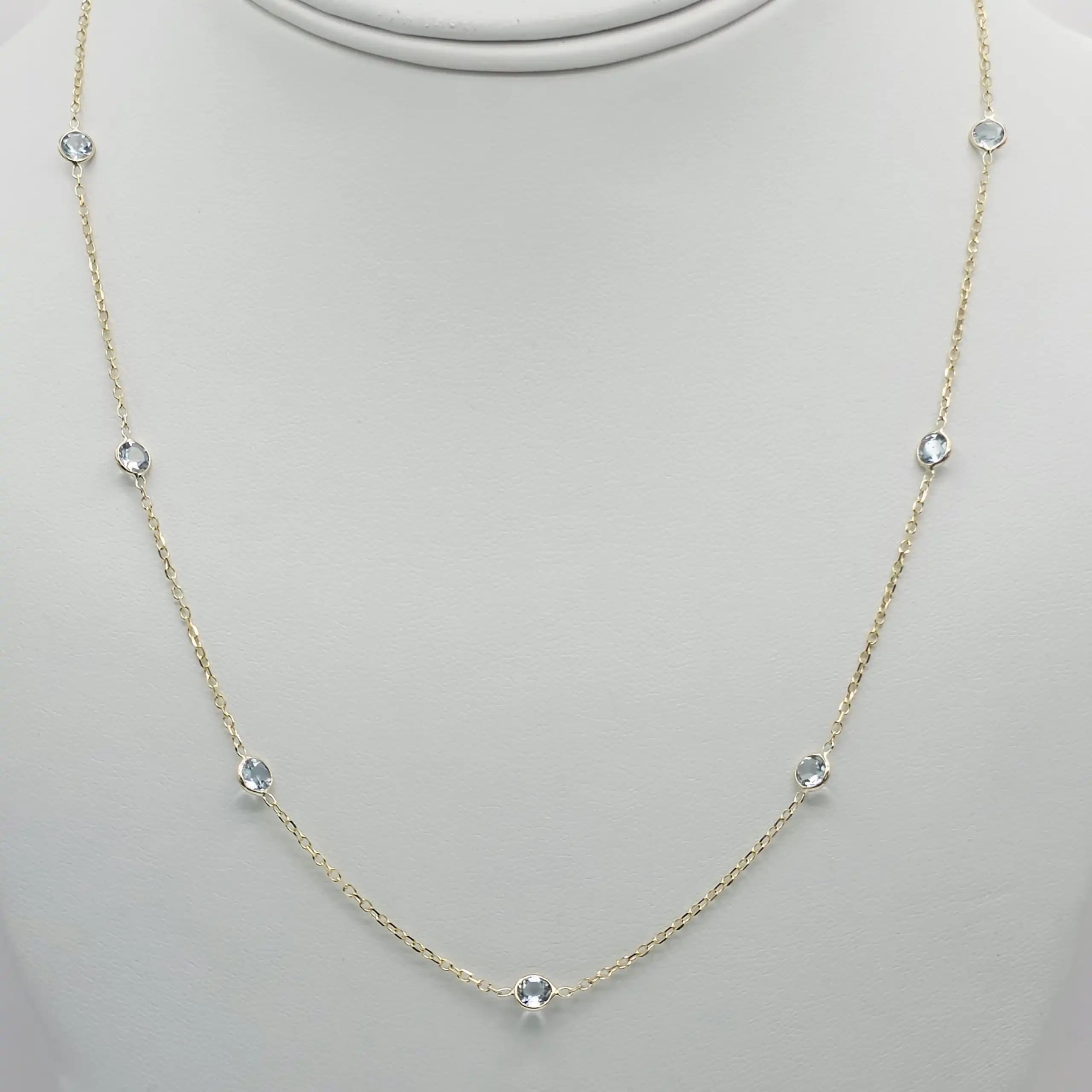 Aquamarine Gemstone station Necklace