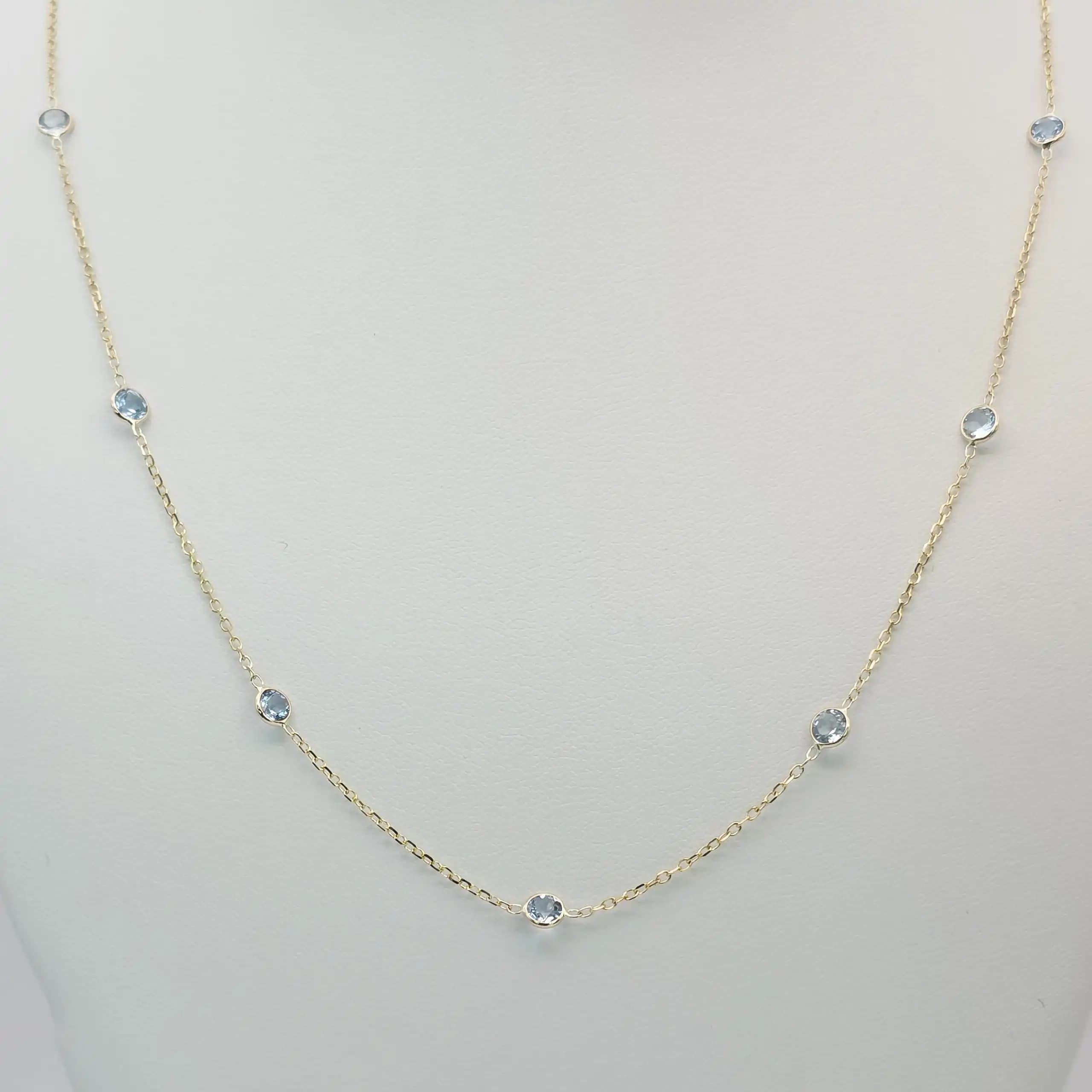 Aquamarine Gemstone station Necklace