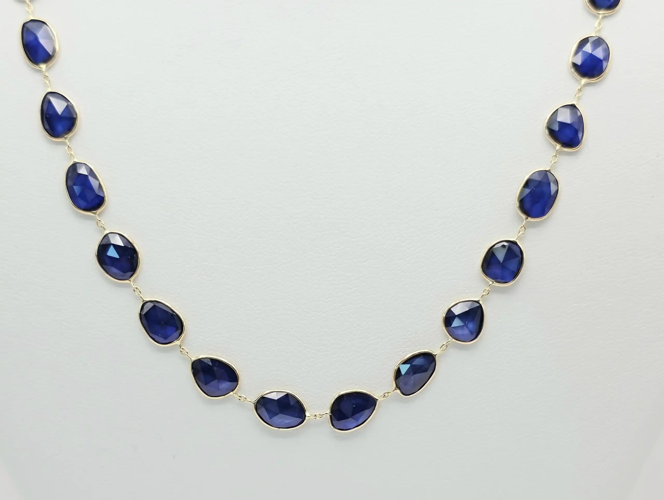 Bezel set Sapphire Slice Necklace