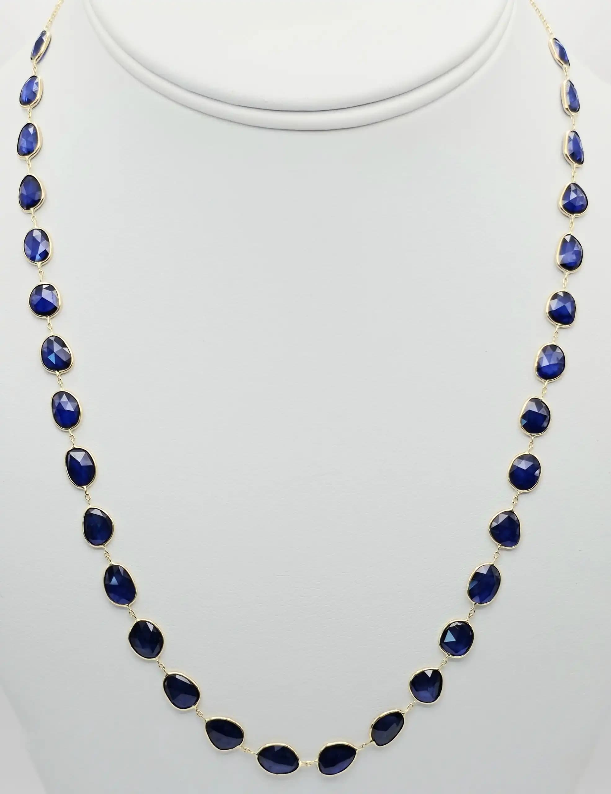 Bezel set Sapphire Slice Necklace