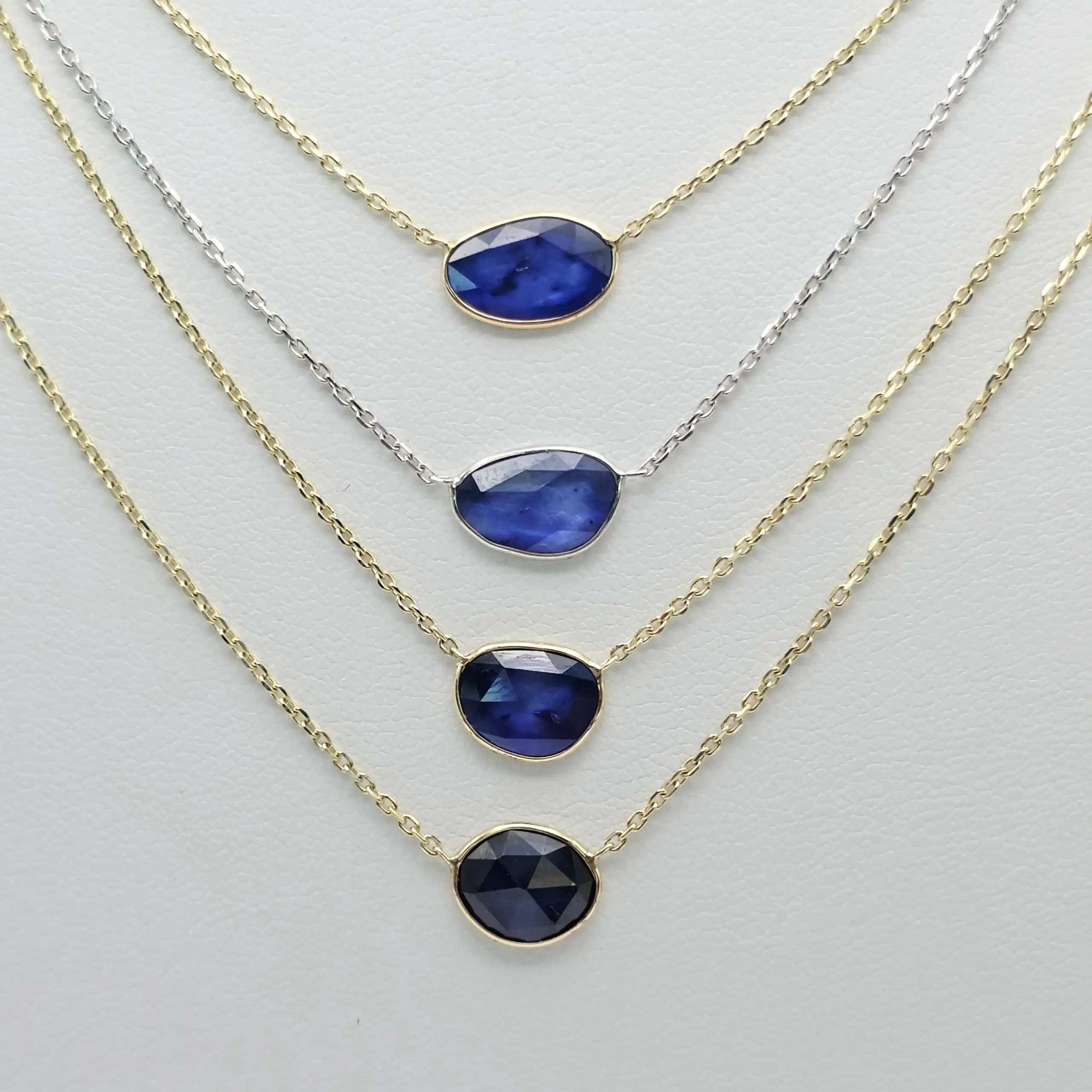 Sapphire Slice Pendent Necklace