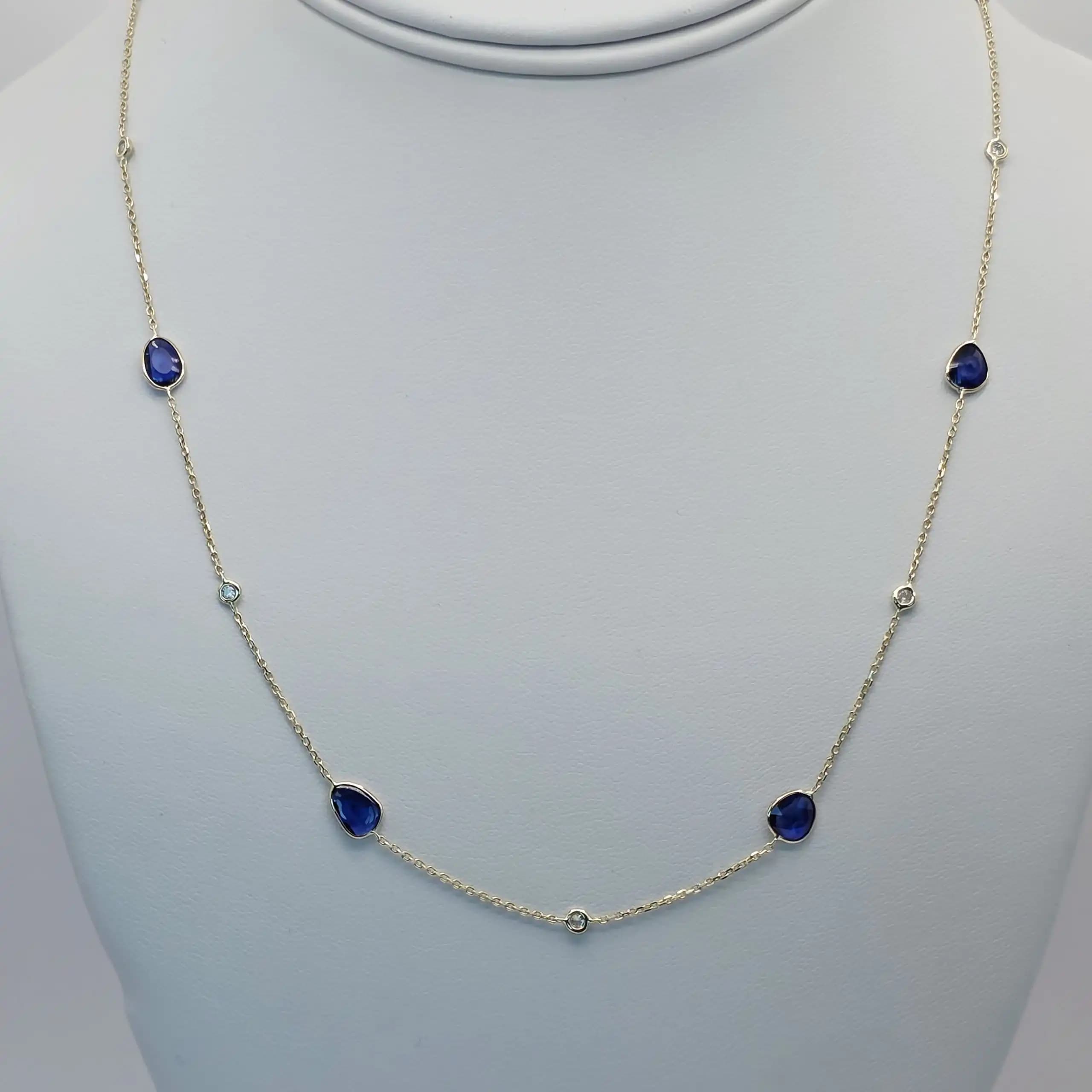 diamond Sapphire station necklace