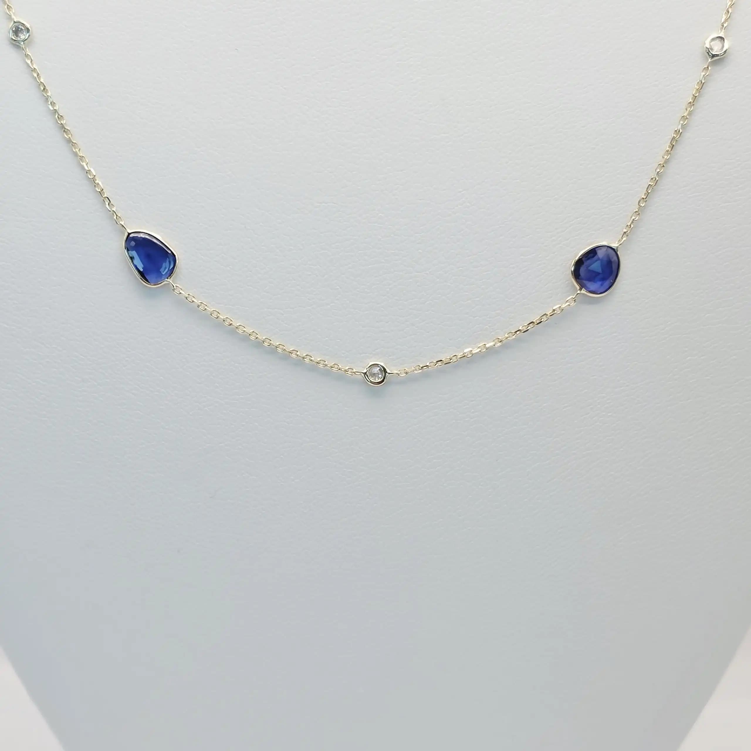 diamond Sapphire station necklace