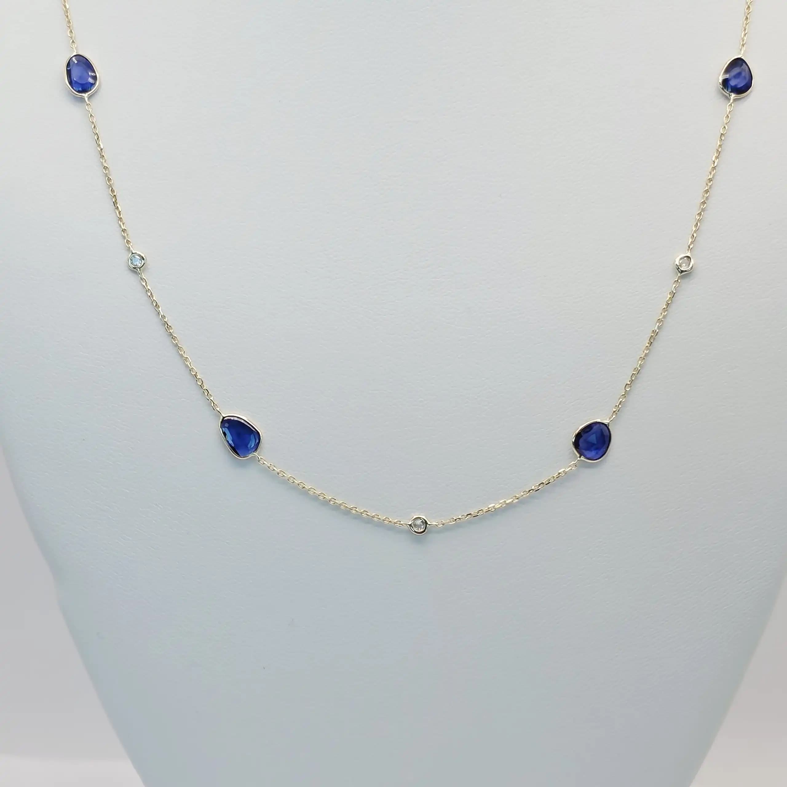 diamond Sapphire station necklace