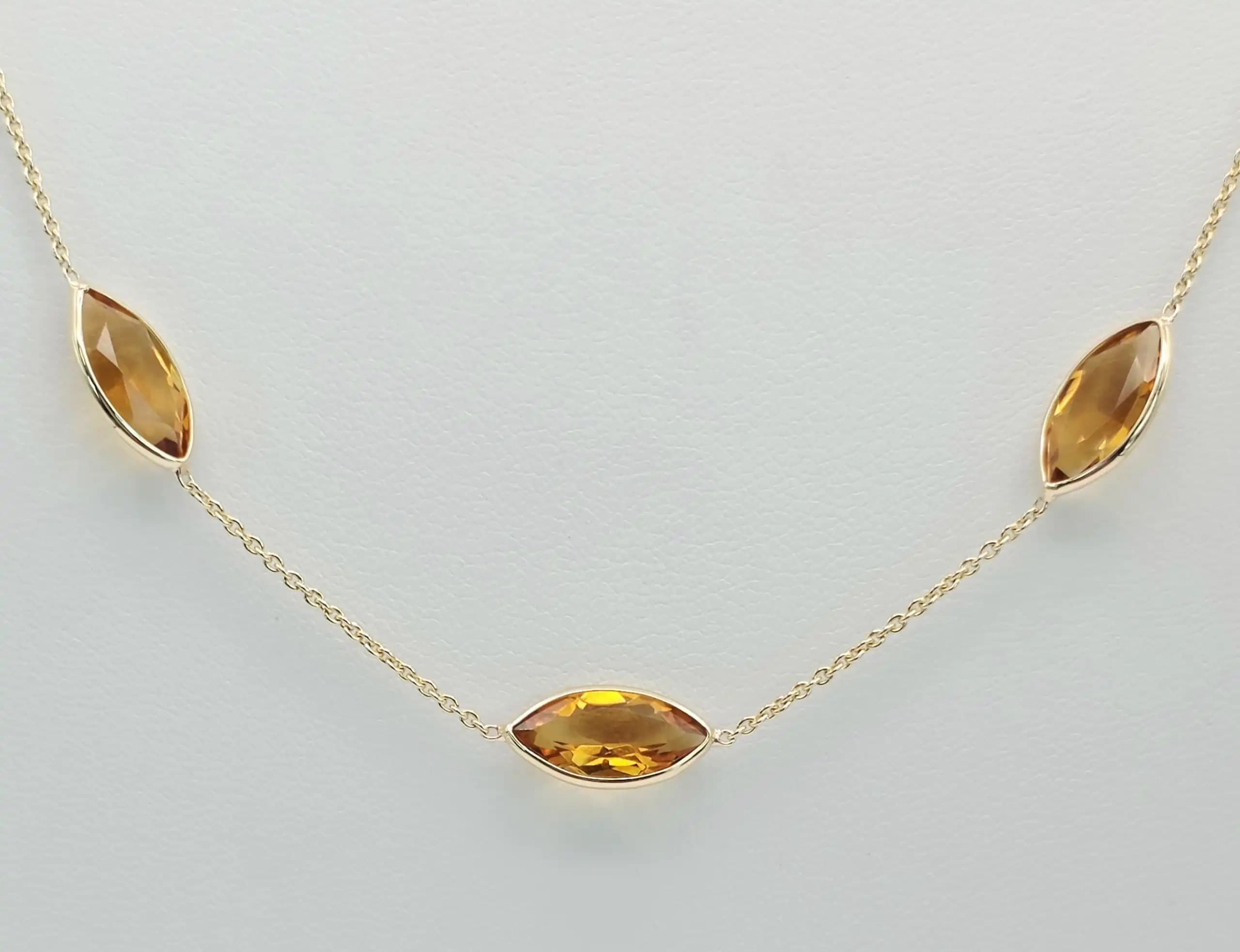 Citrine Gemstone Station Necklace