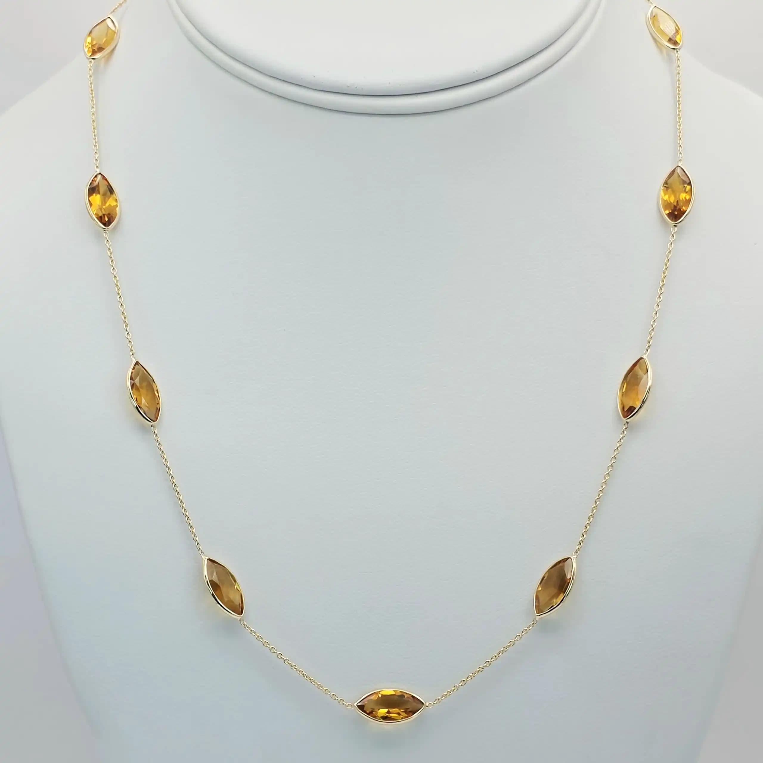 Citrine Gemstone Station Necklace