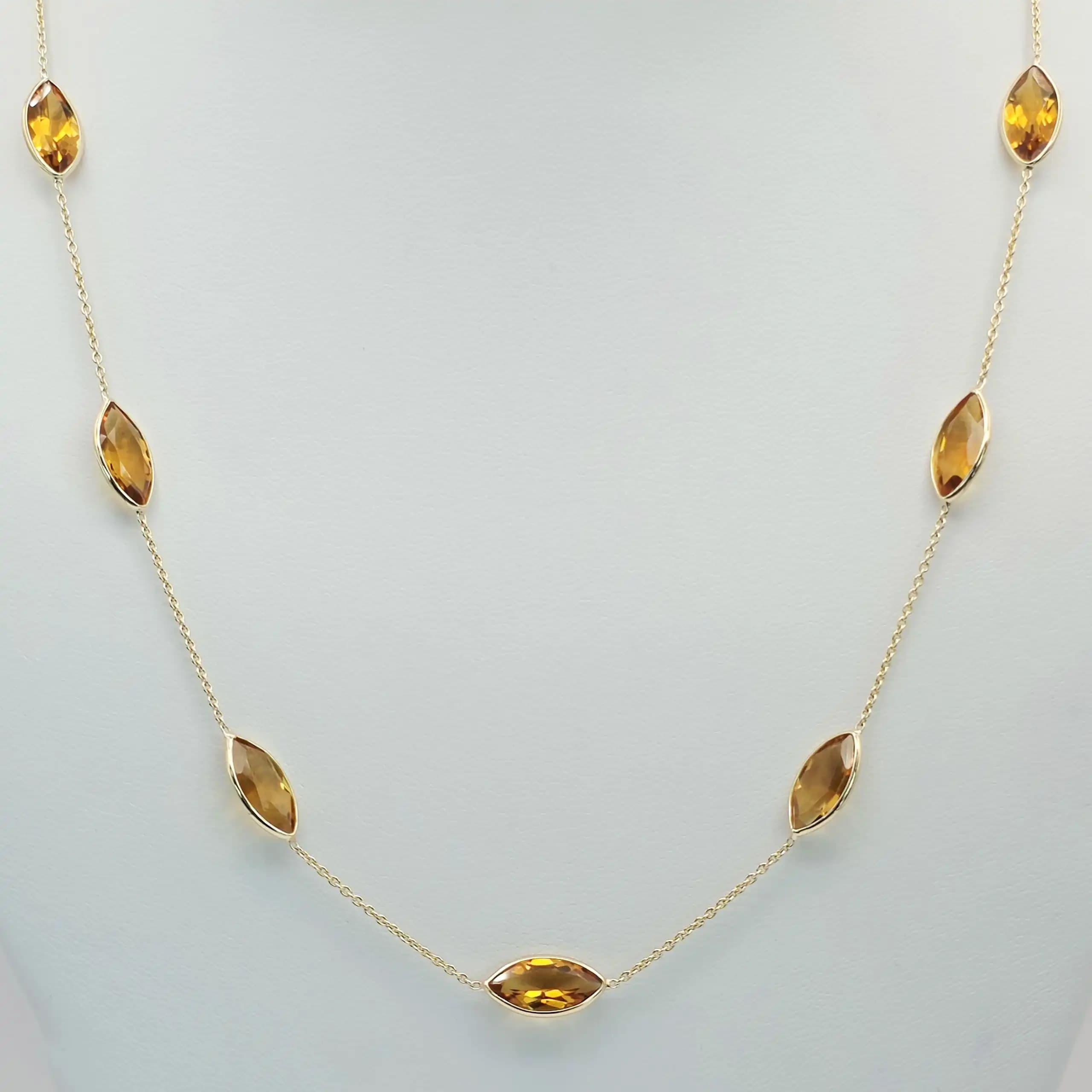 Citrine Gemstone Station Necklace