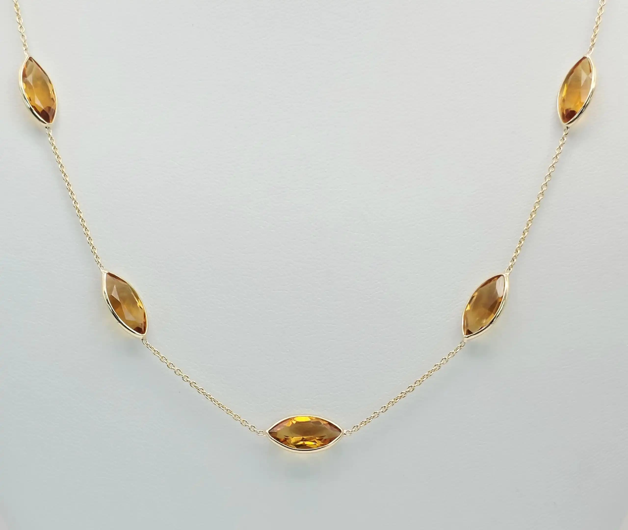 Citrine Gemstone Station Necklace