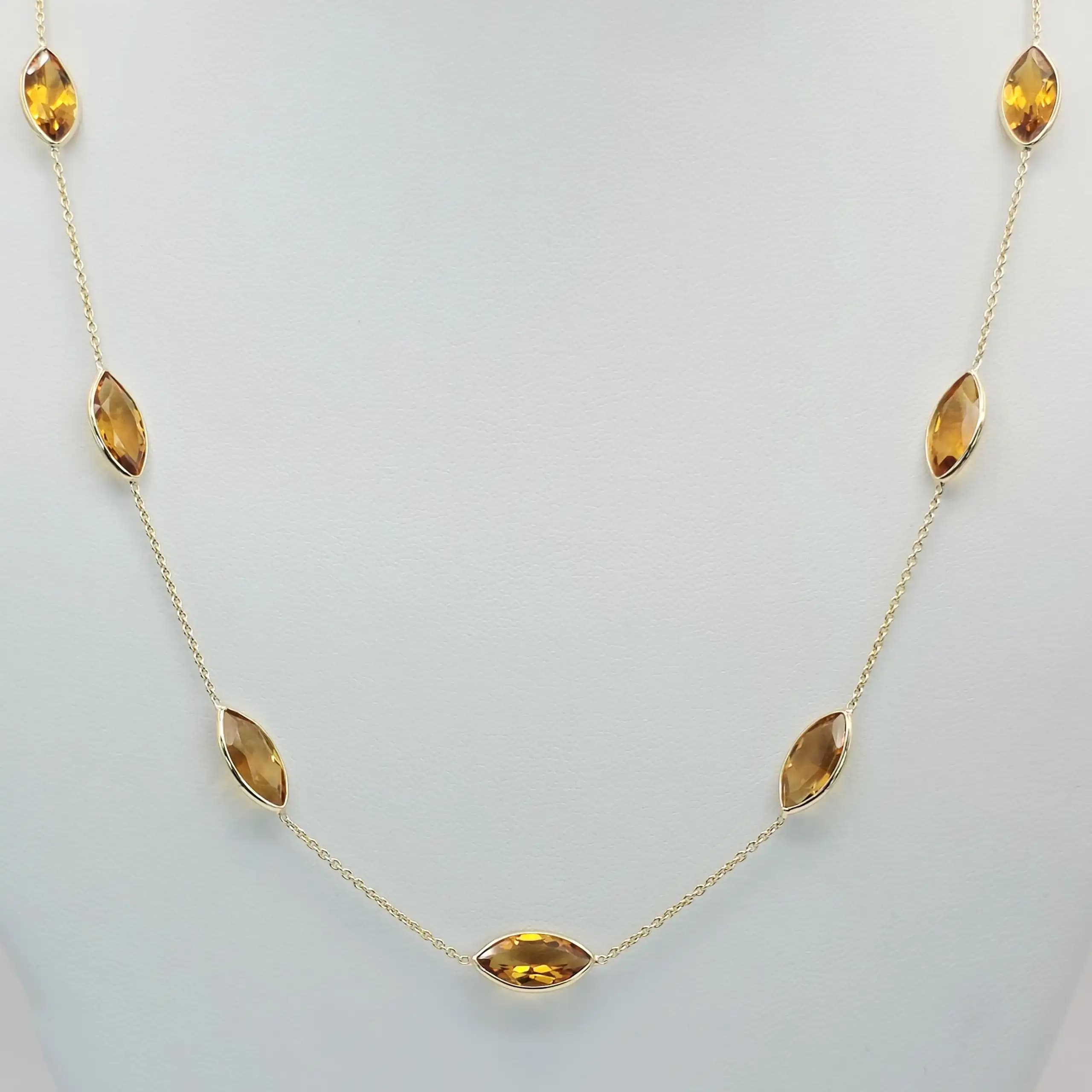 Citrine Gemstone Station Necklace