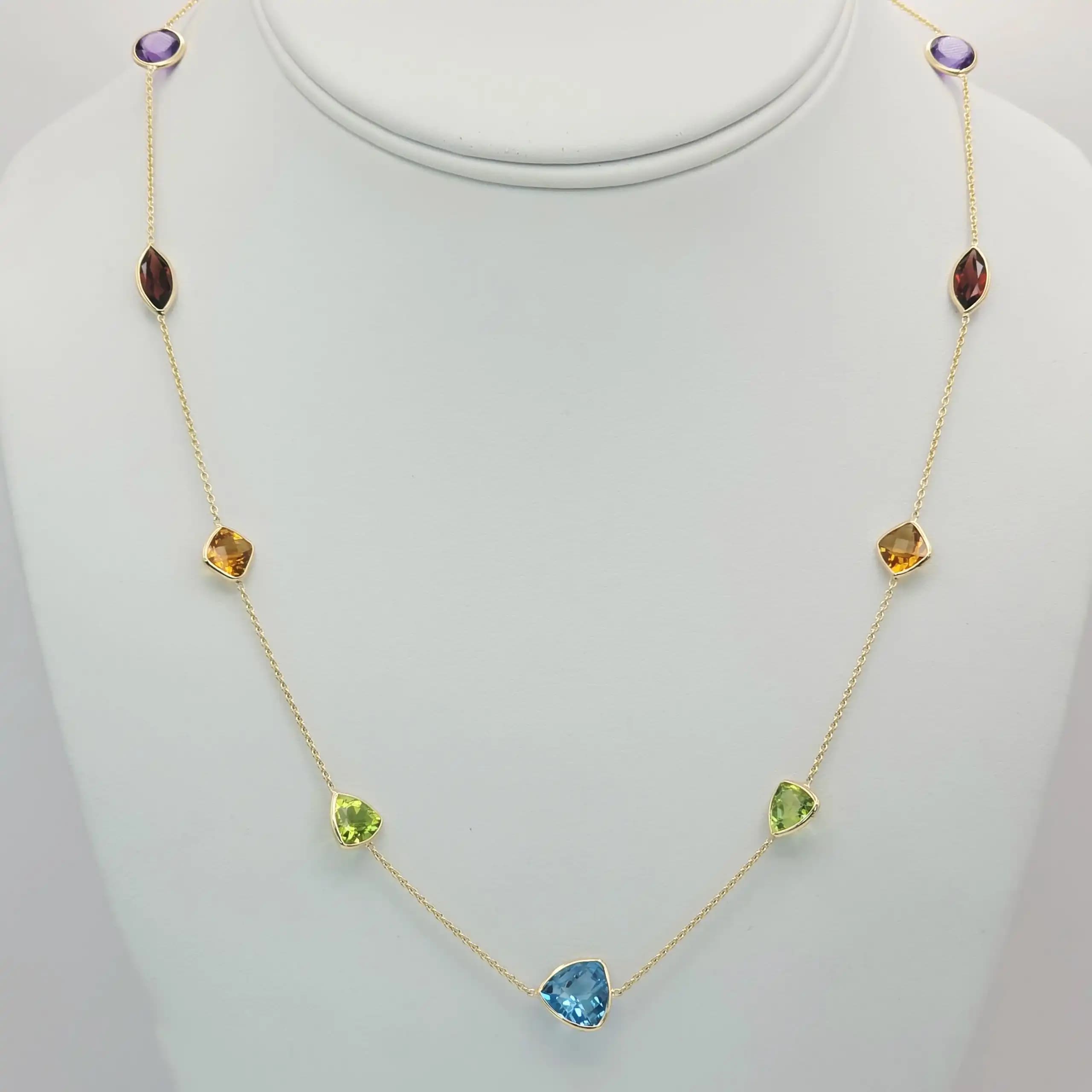 Multi Gemstone Station Necklace