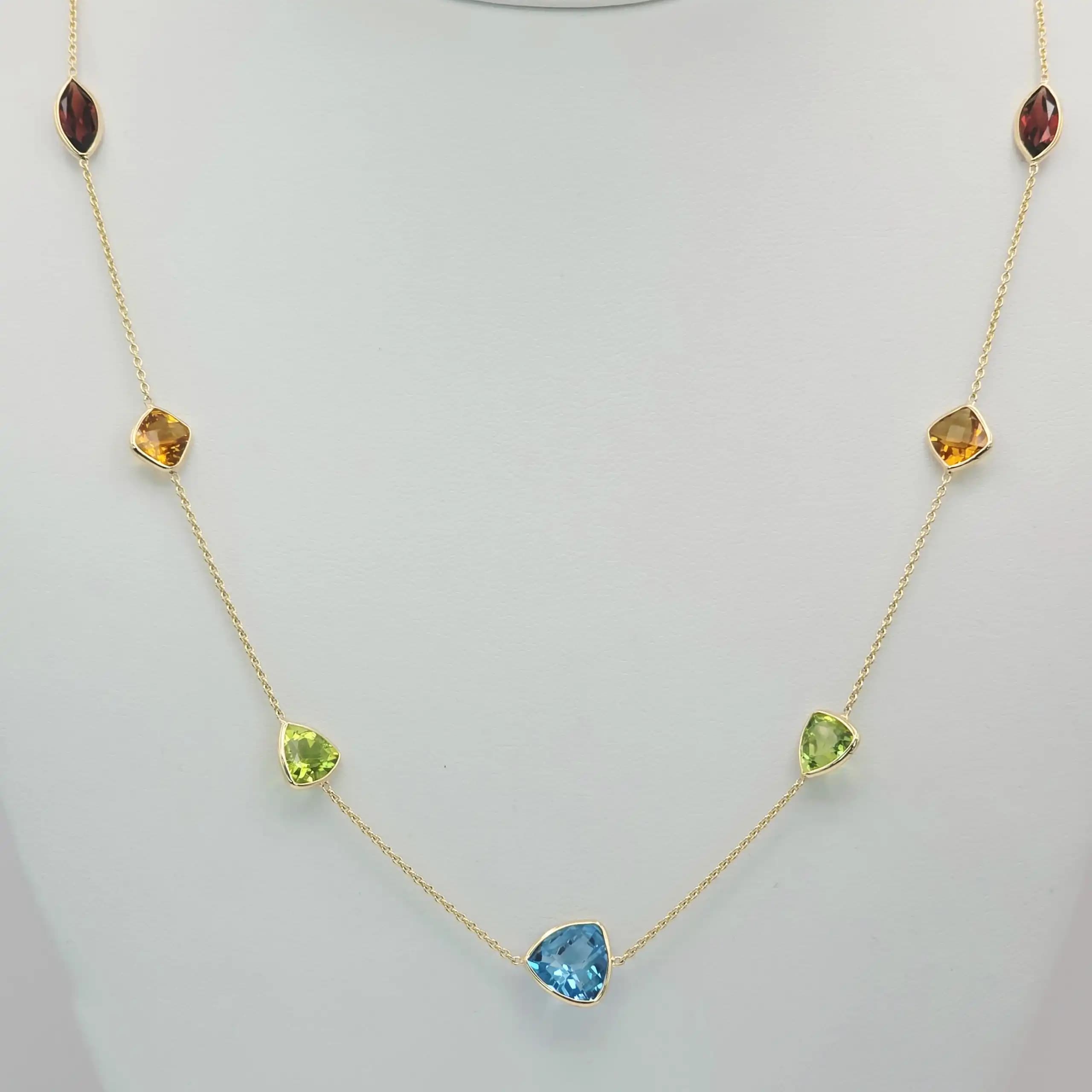 Multi Gemstone Station Necklace