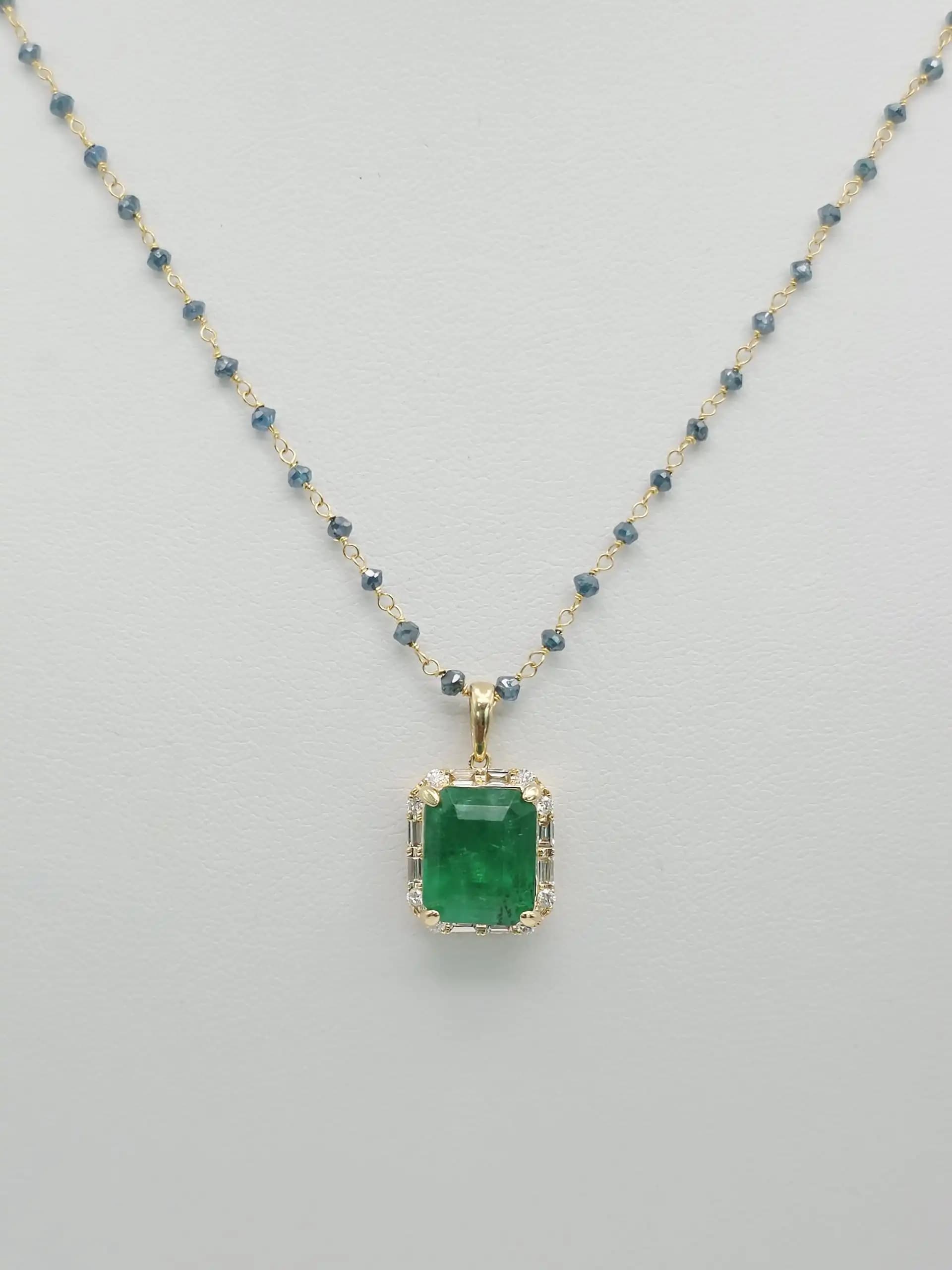 East-West Emerlad cut Solitaire Necklace