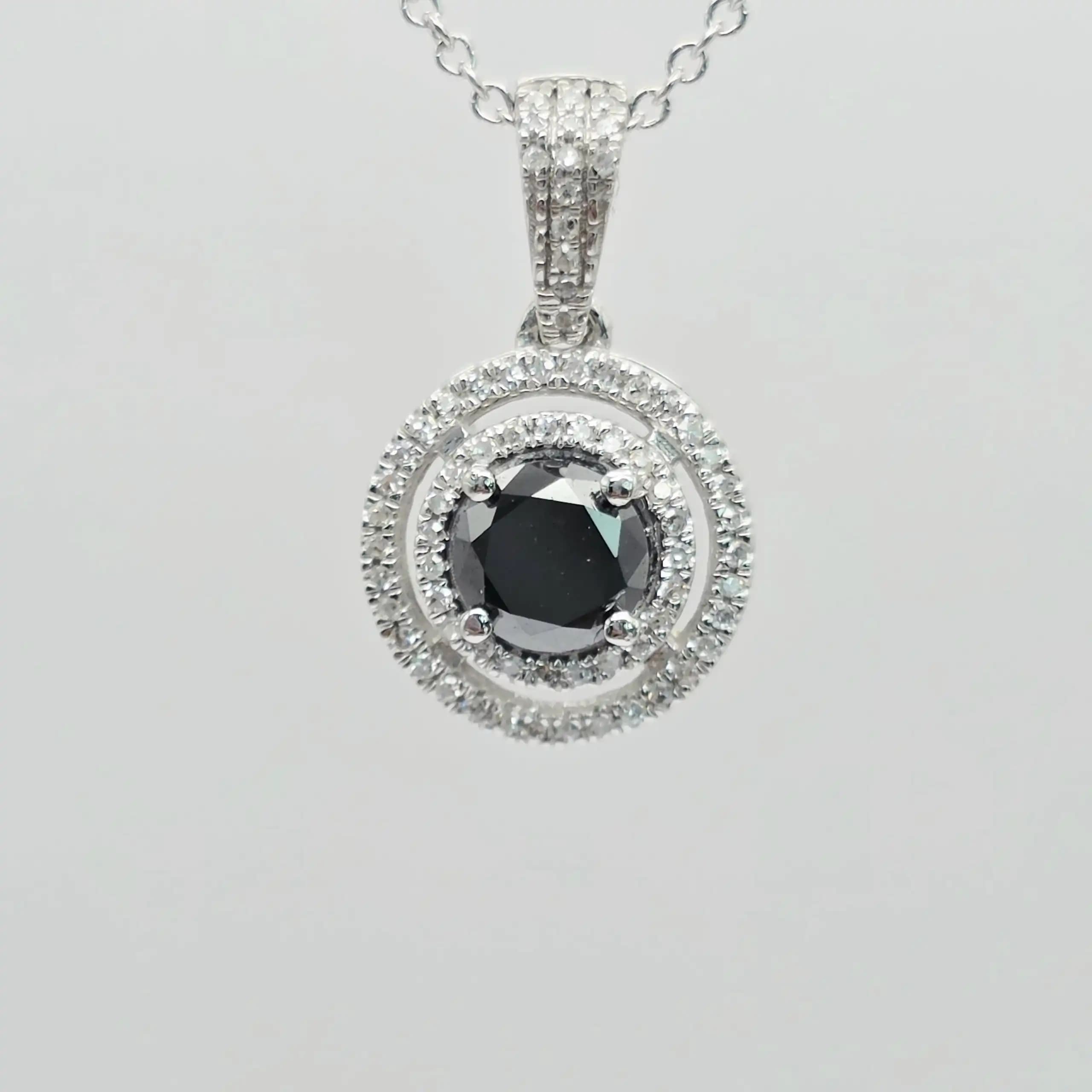 Black Diamond Double Holo Pendent Necklace