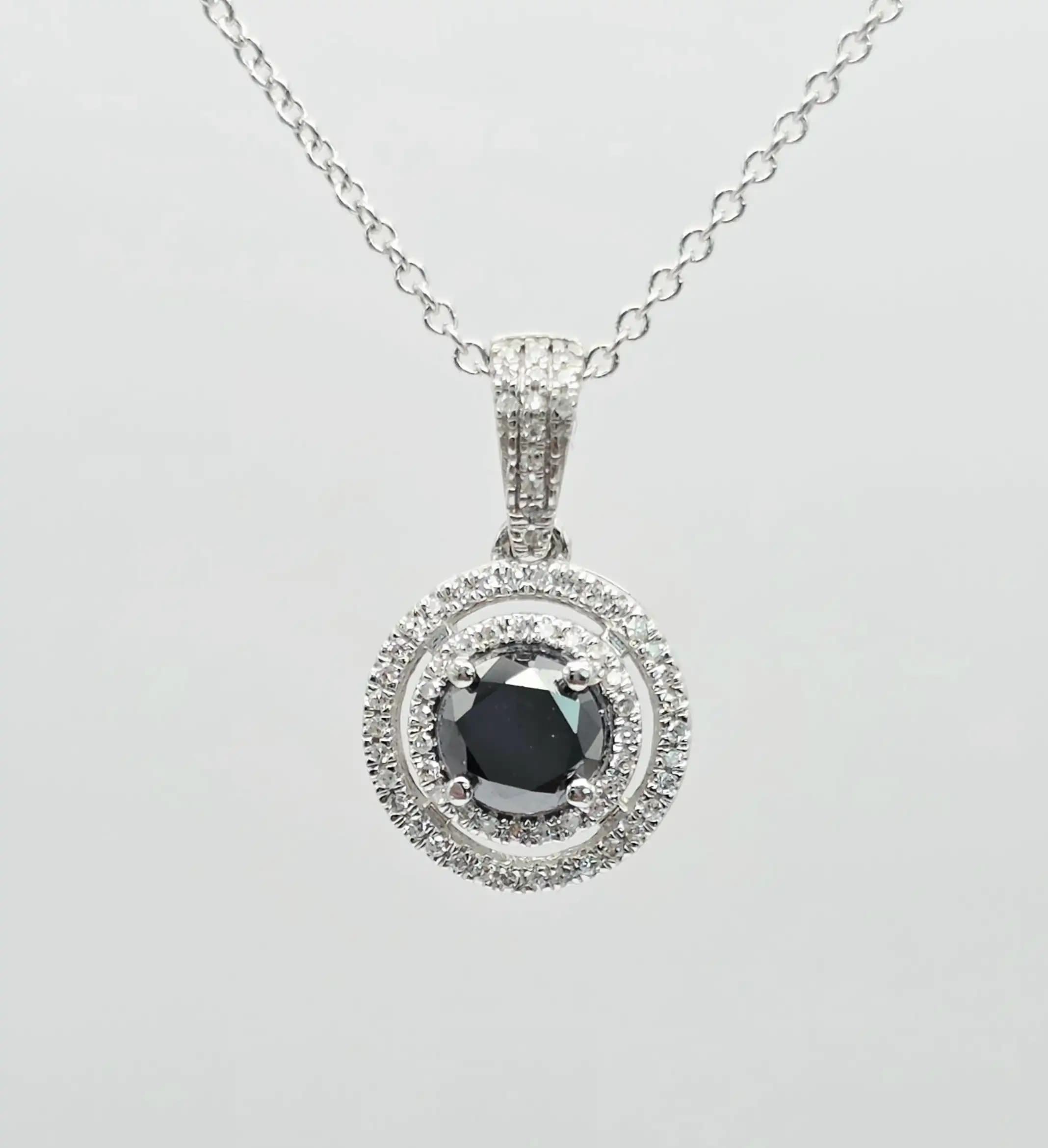 Black Diamond Double Holo Pendent Necklace