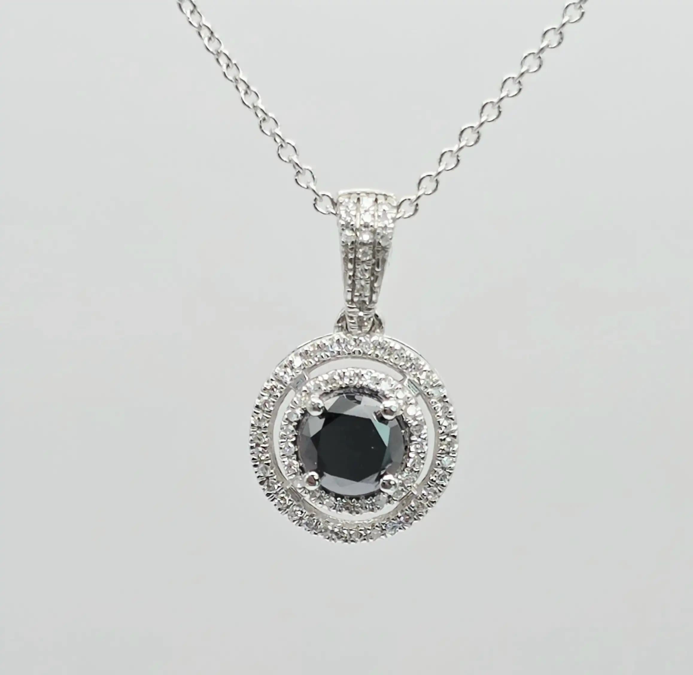 Black Diamond Double Holo Pendent Necklace