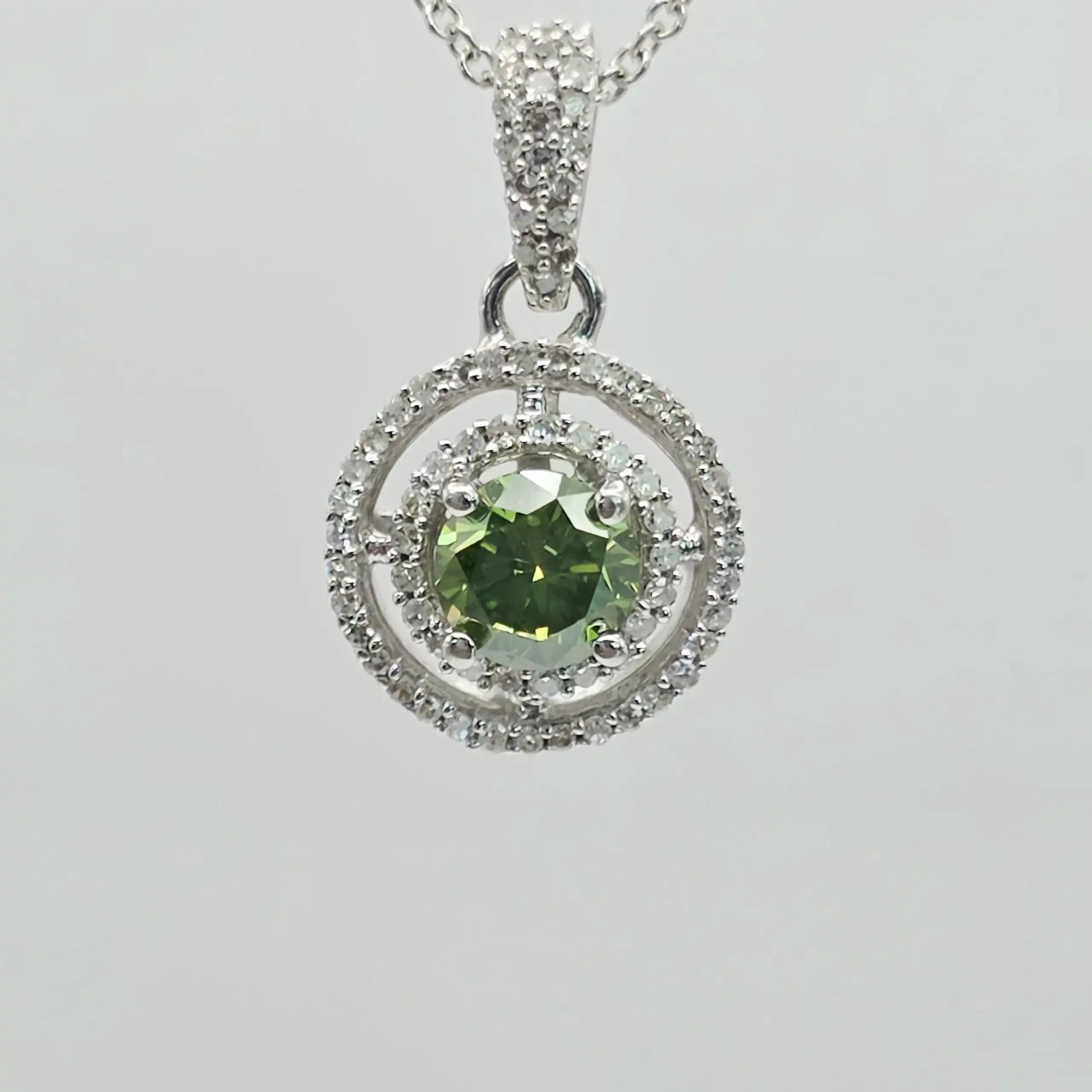 Green Diamond Double Holo Pendent Necklace