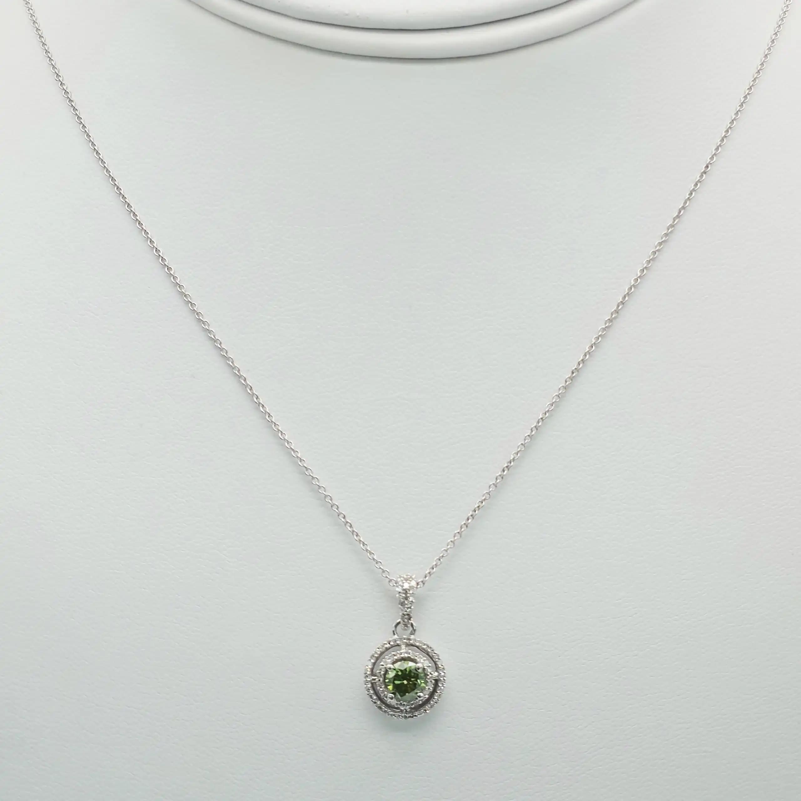 Green Diamond Double Holo Pendent Necklace