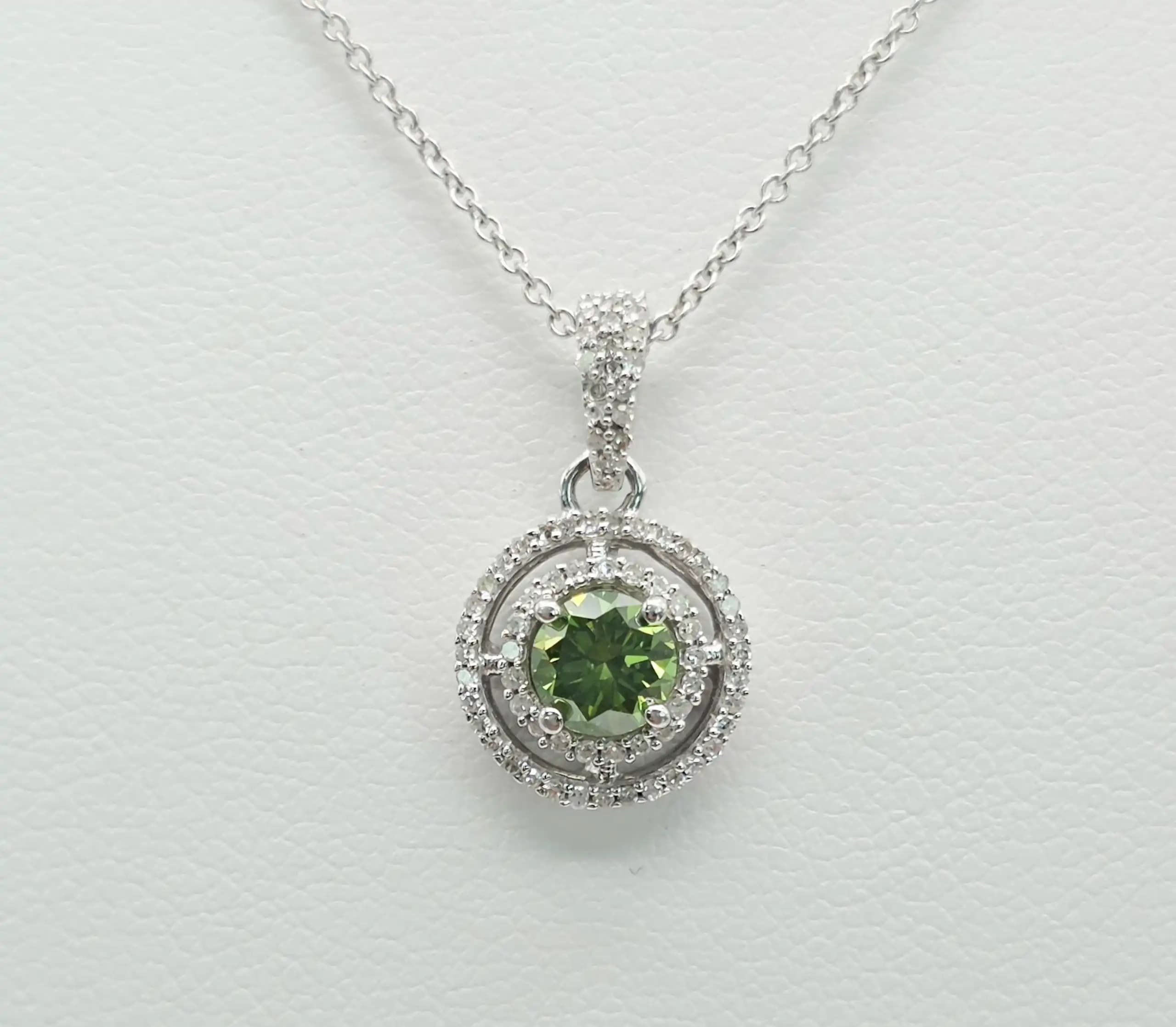 Green Diamond Double Holo Pendent Necklace
