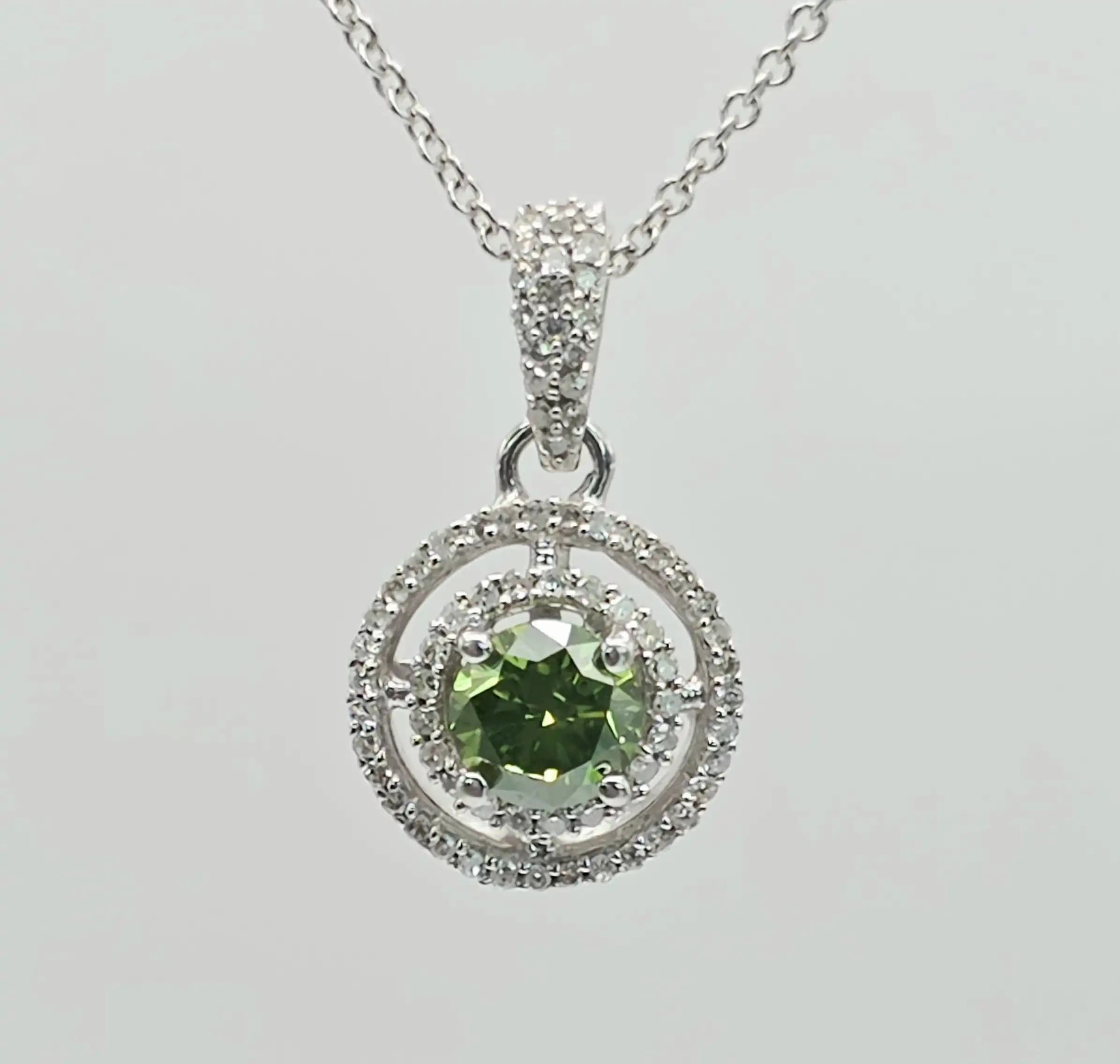 Green Diamond Double Holo Pendent Necklace