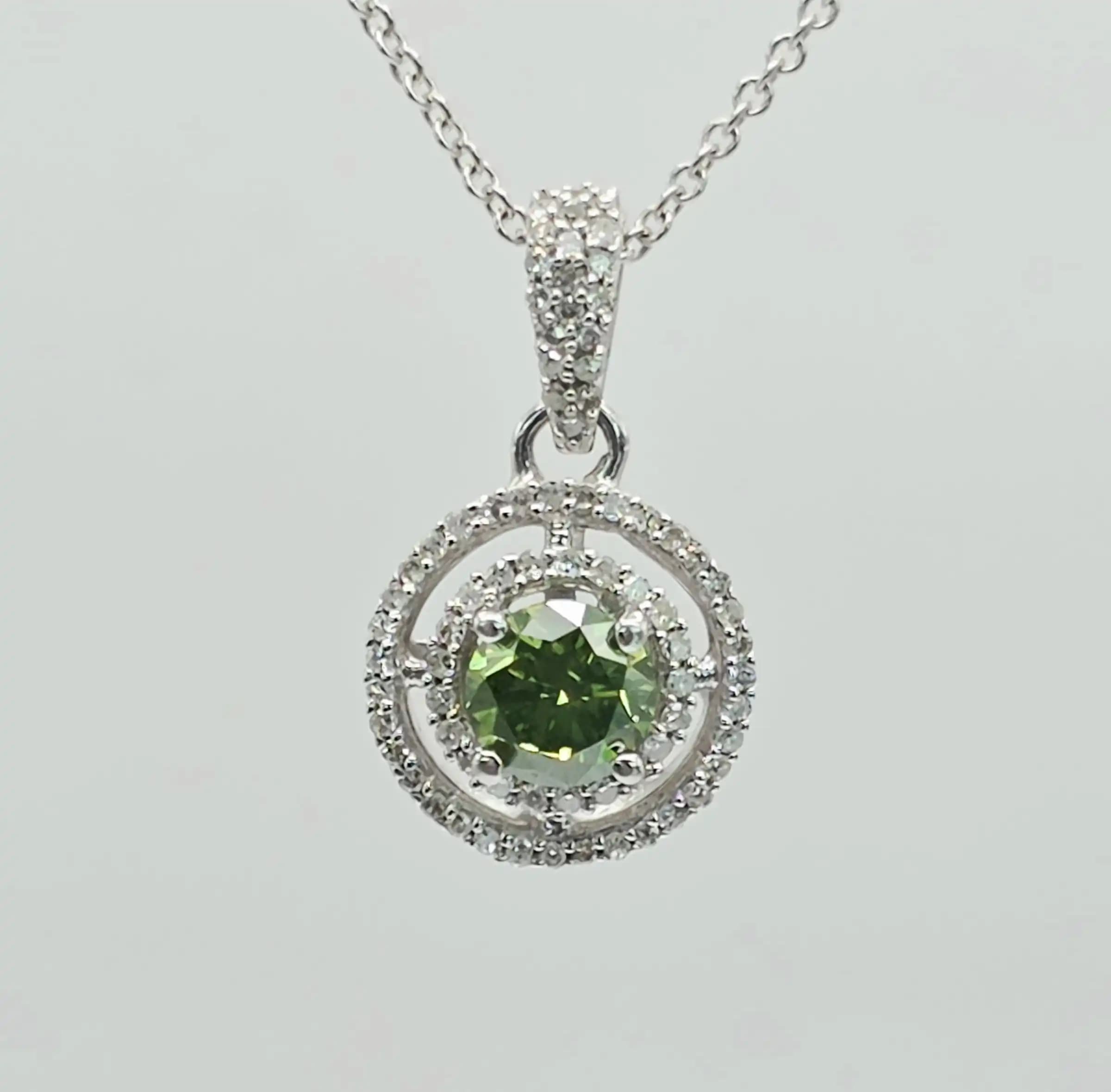 Green Diamond Double Holo Pendent Necklace