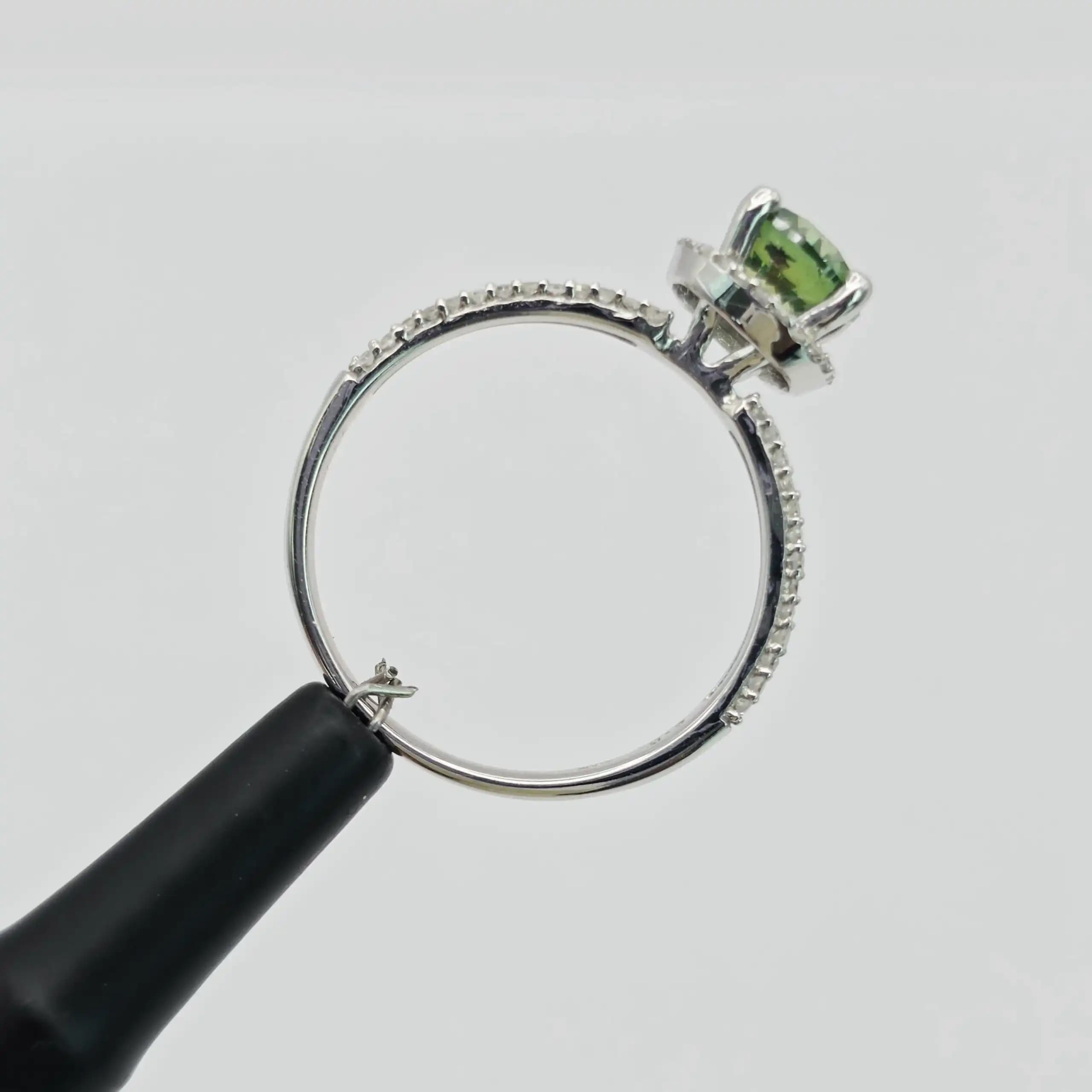 1.00 cts round natural green diamond halo ring in 14K white gold