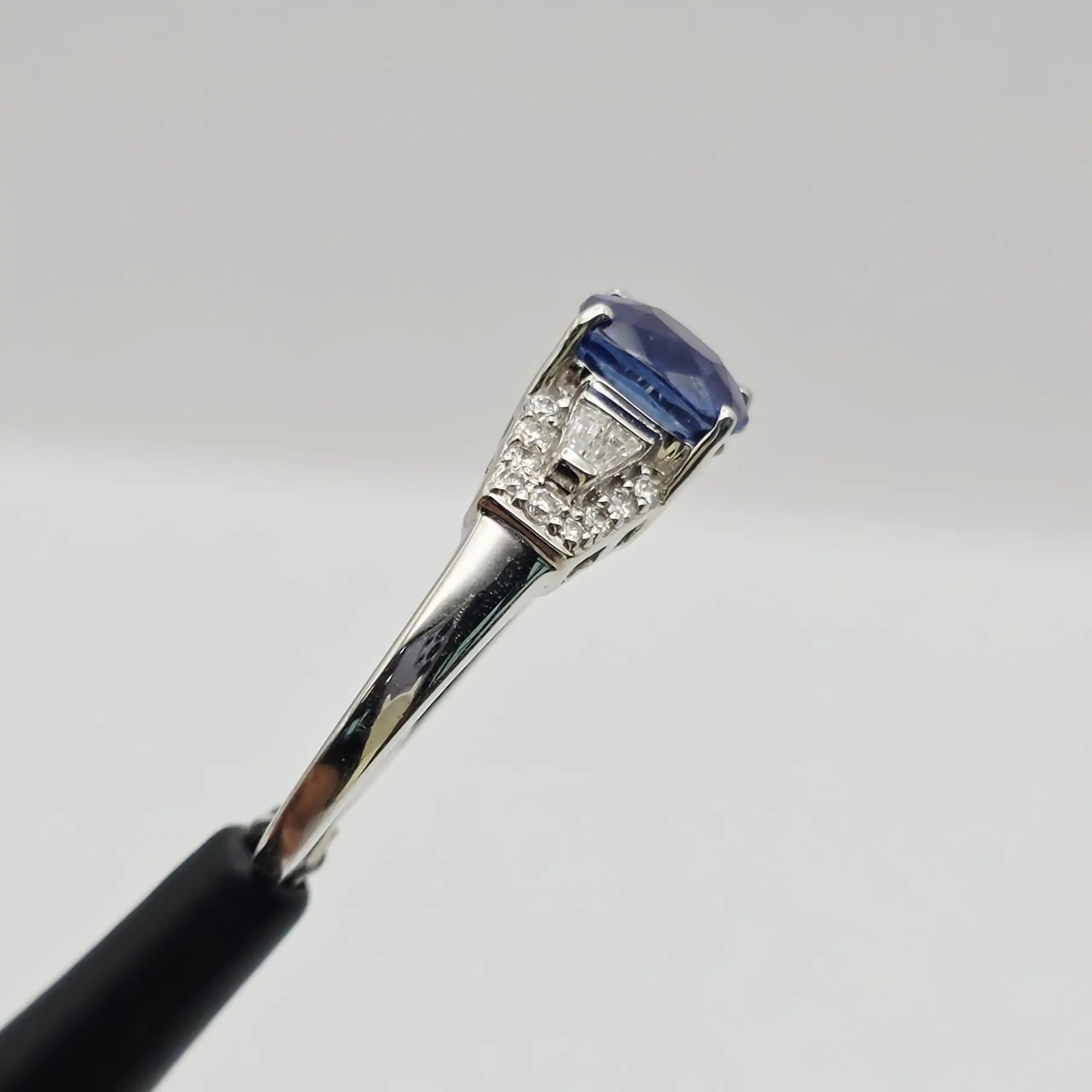Vintage Style Blue Sapphire and Diamond Ring