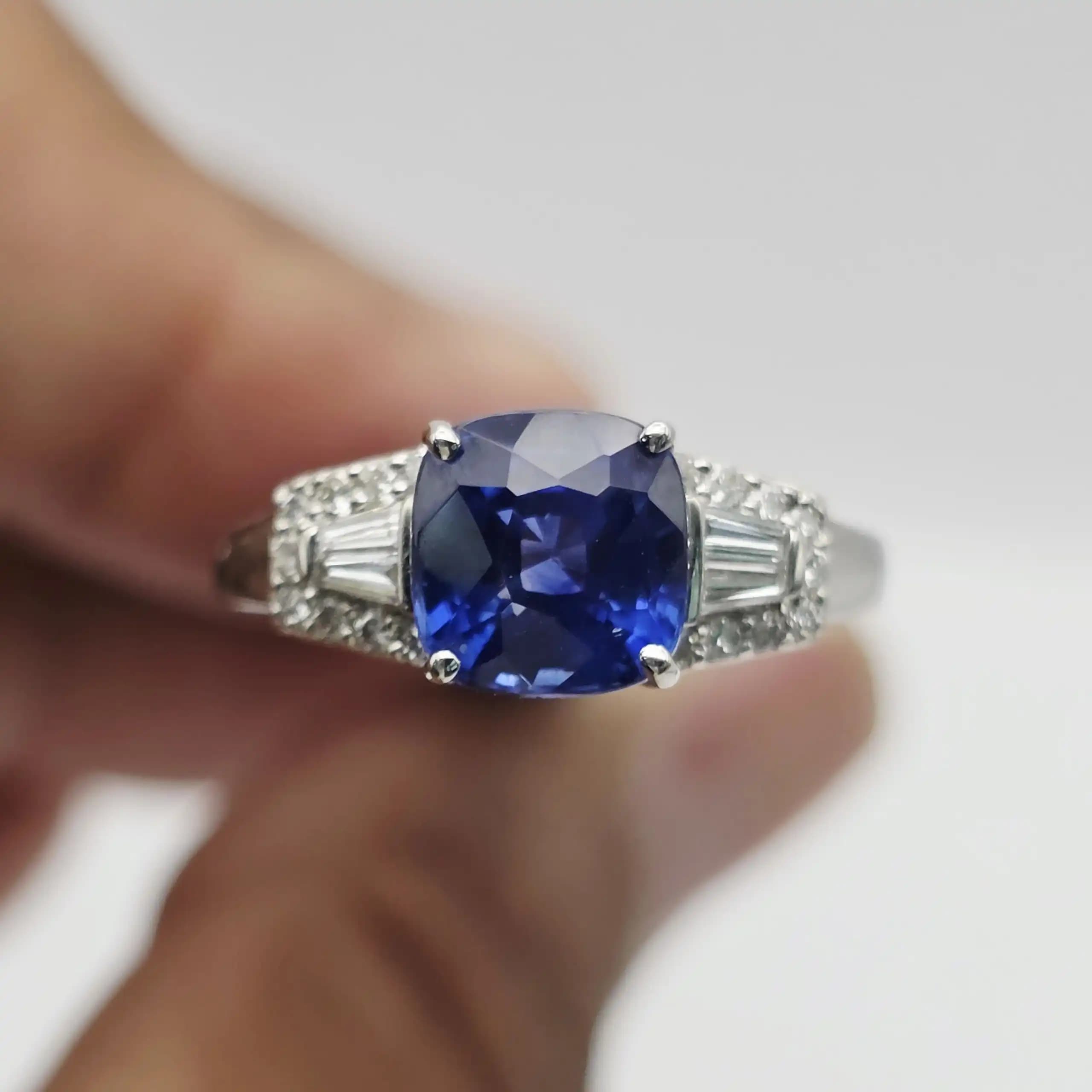 Vintage Style Blue Sapphire and Diamond Ring