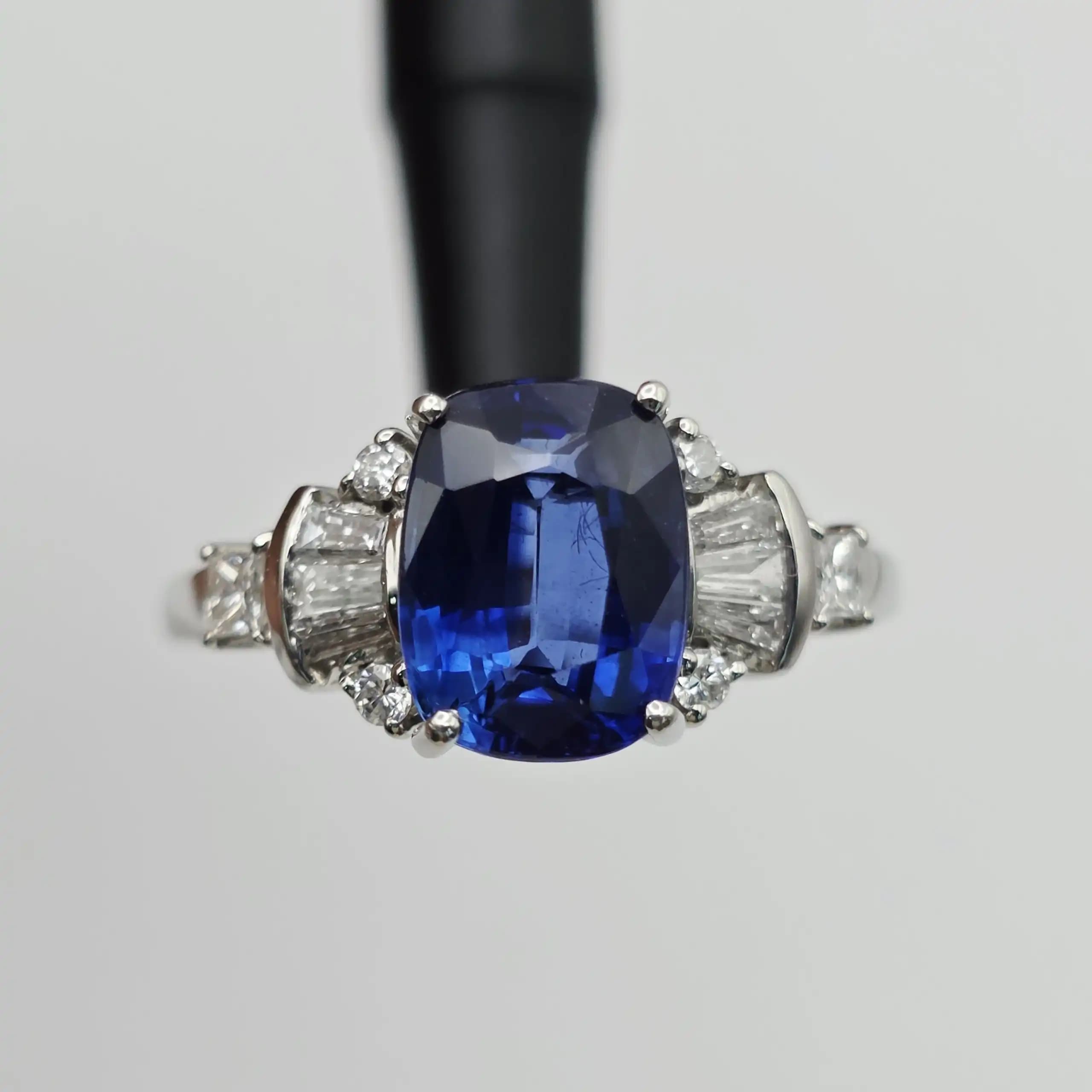 Vintage Style Blue Sapphire and Diamond Ring