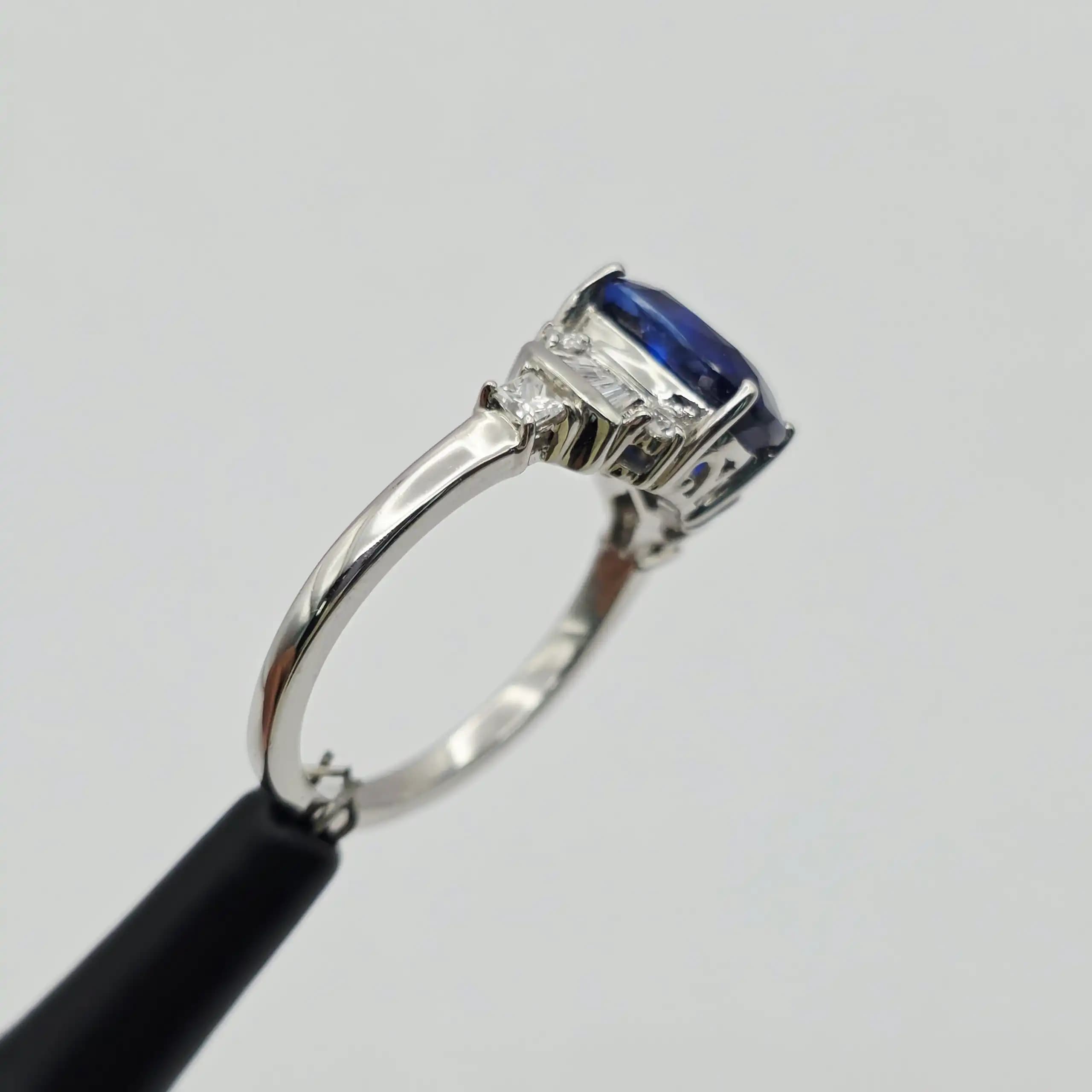Vintage Style Blue Sapphire and Diamond Ring