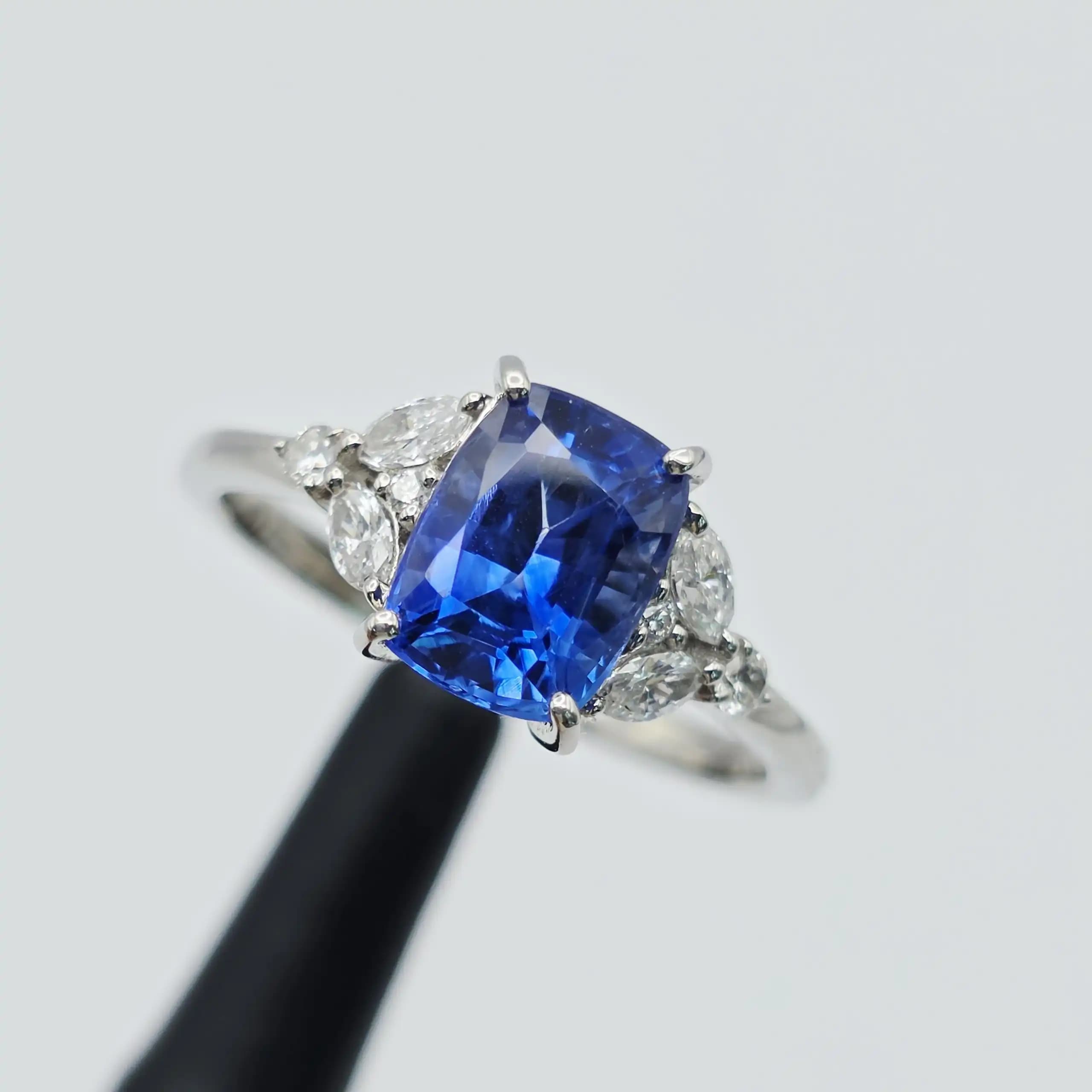 Vintage Style Blue Sapphire and Diamond Ring