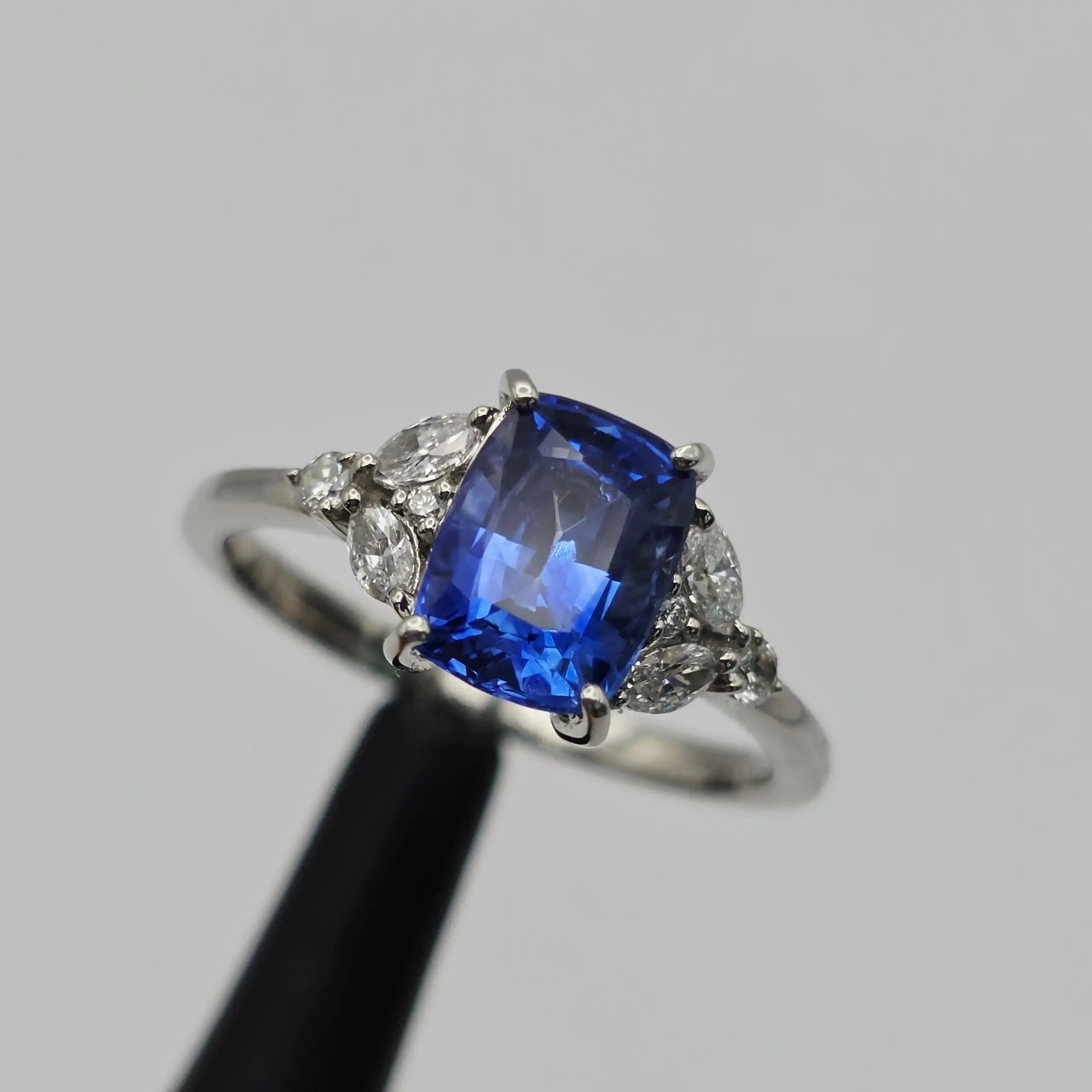 Vintage Style Blue Sapphire and Diamond Ring