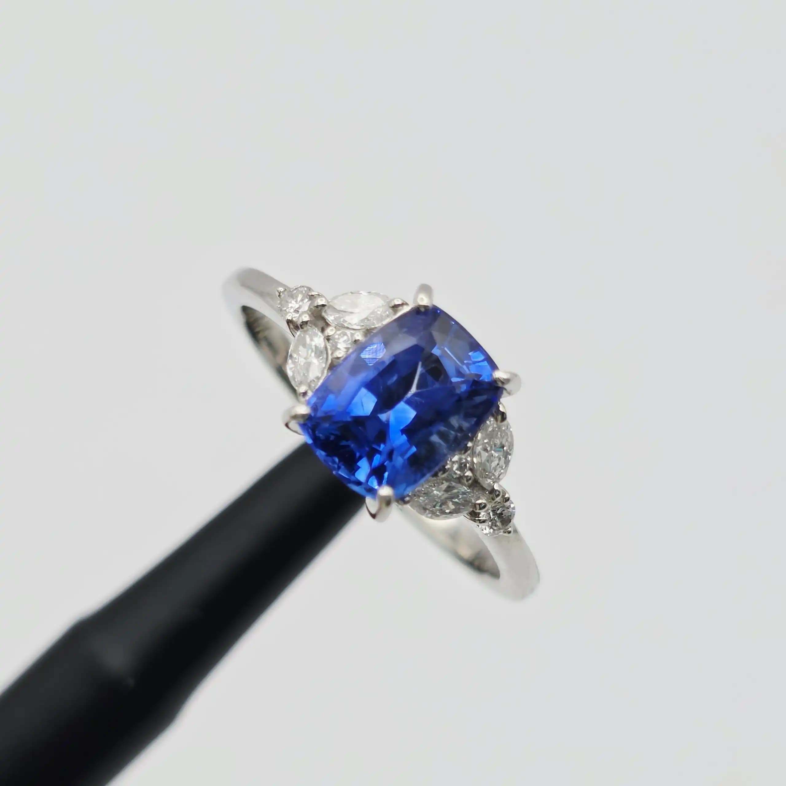 Vintage Style Blue Sapphire and Diamond Ring