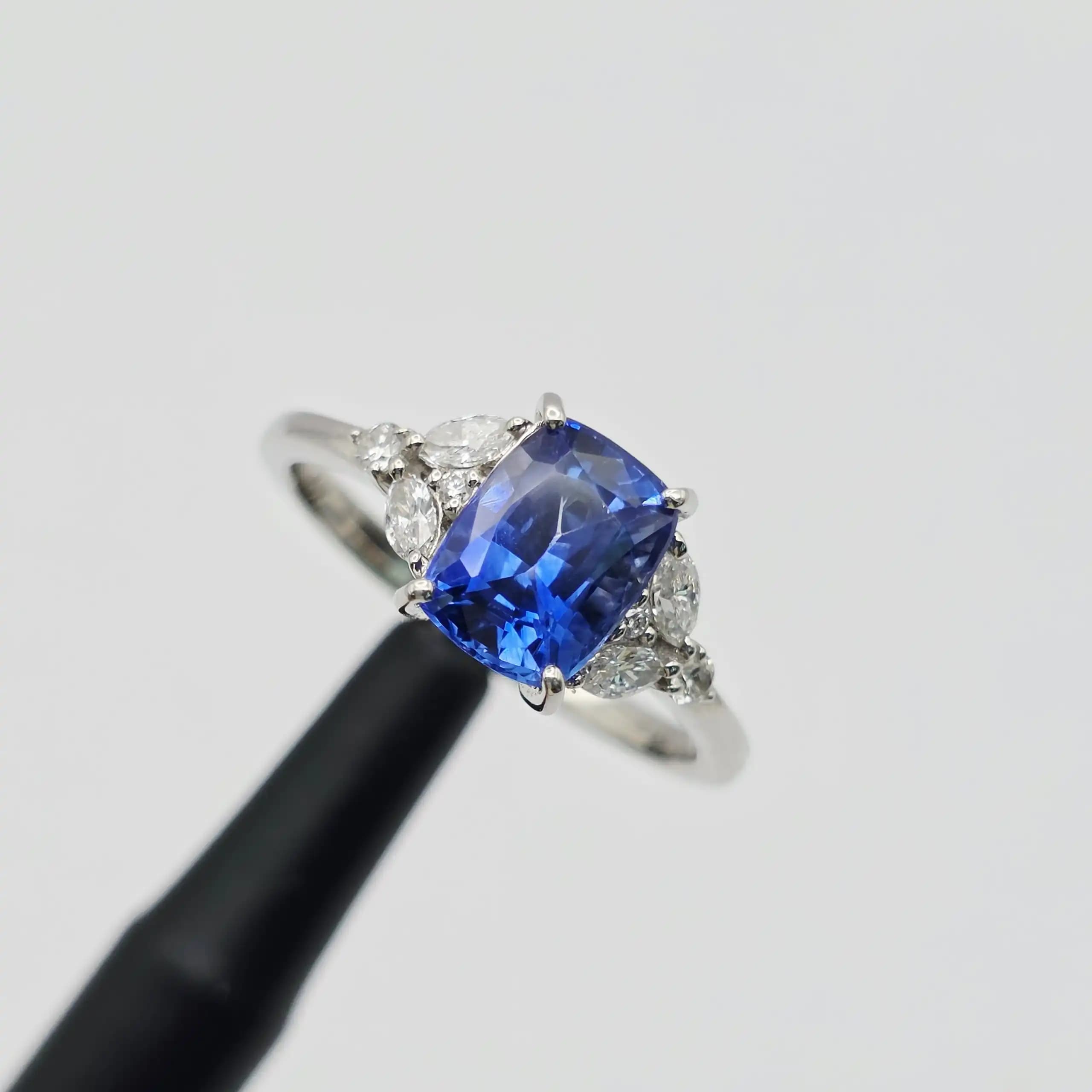 Vintage Style Blue Sapphire and Diamond Ring