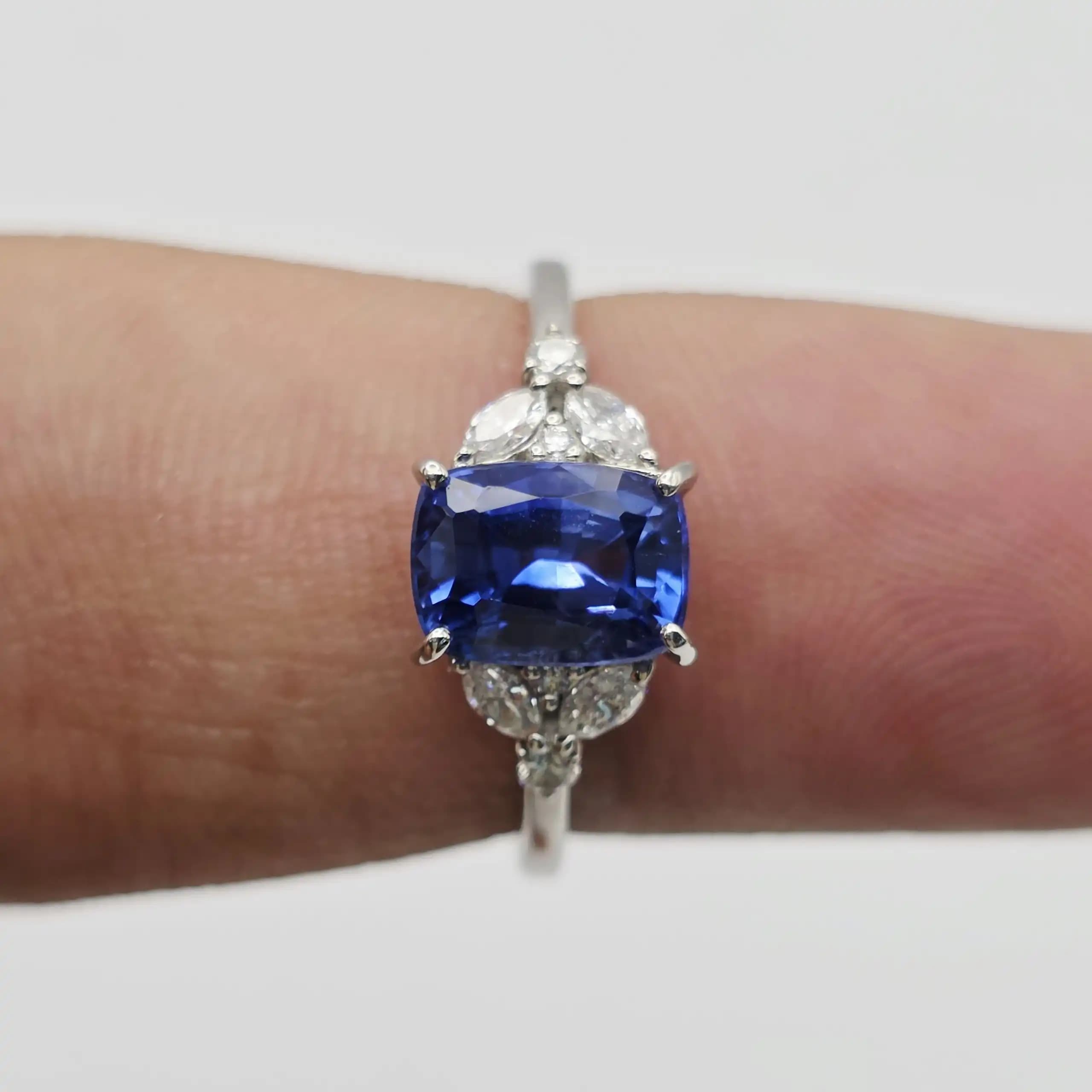 Vintage Style Blue Sapphire and Diamond Ring