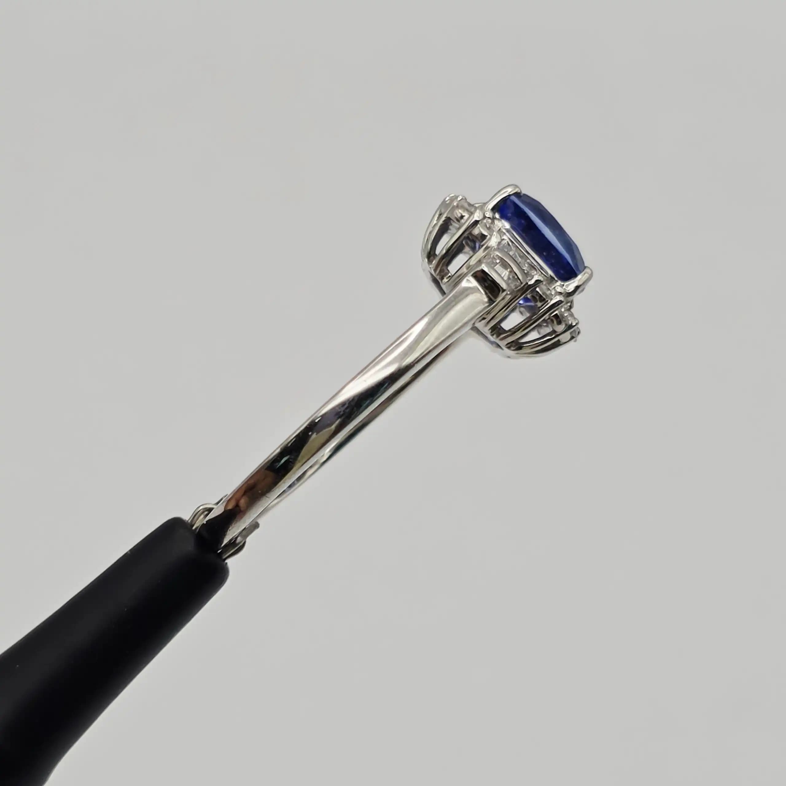 Vintage Style Blue Sapphire and Diamond Halo Ring