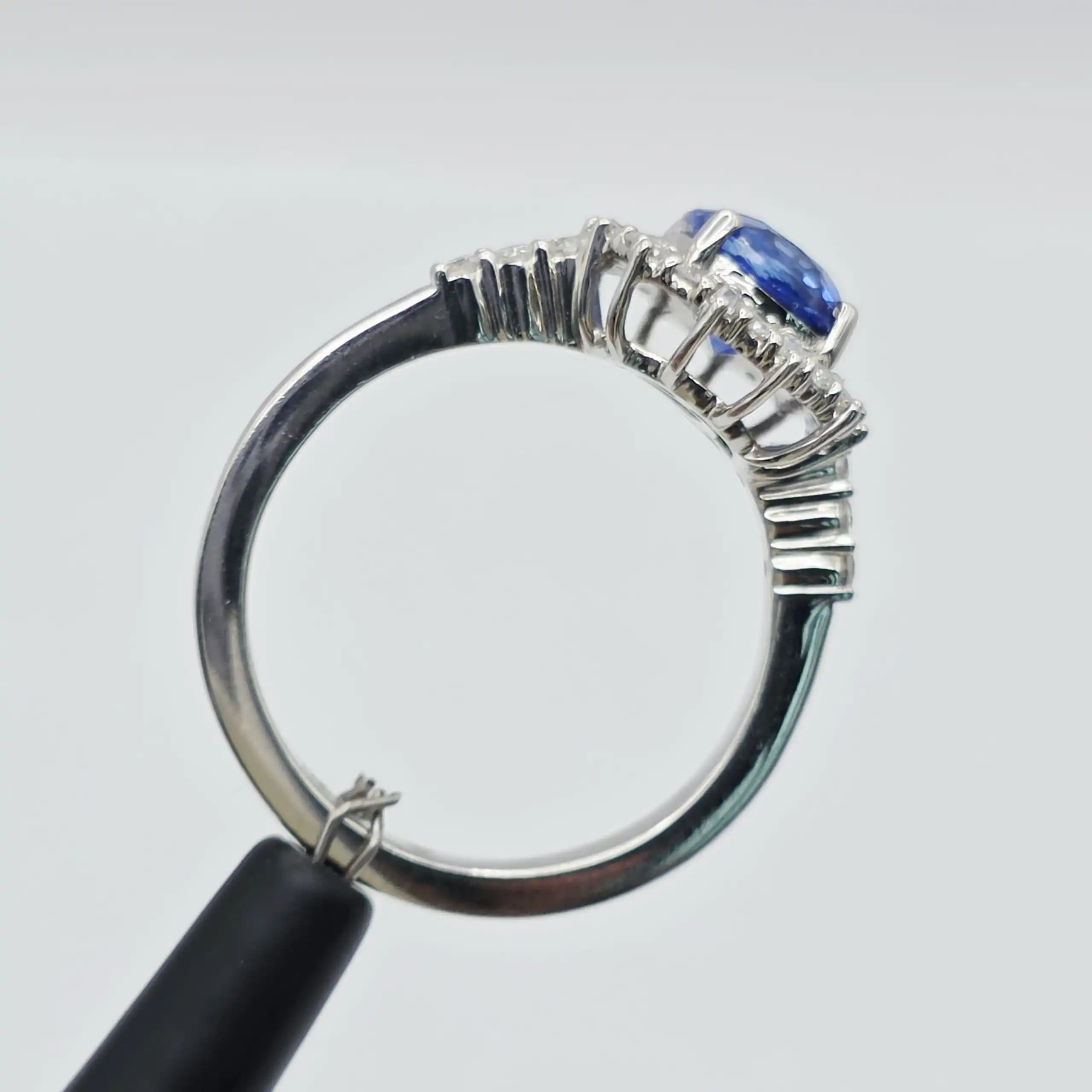 Vintage Style Blue Sapphire and Diamond Halo Ring
