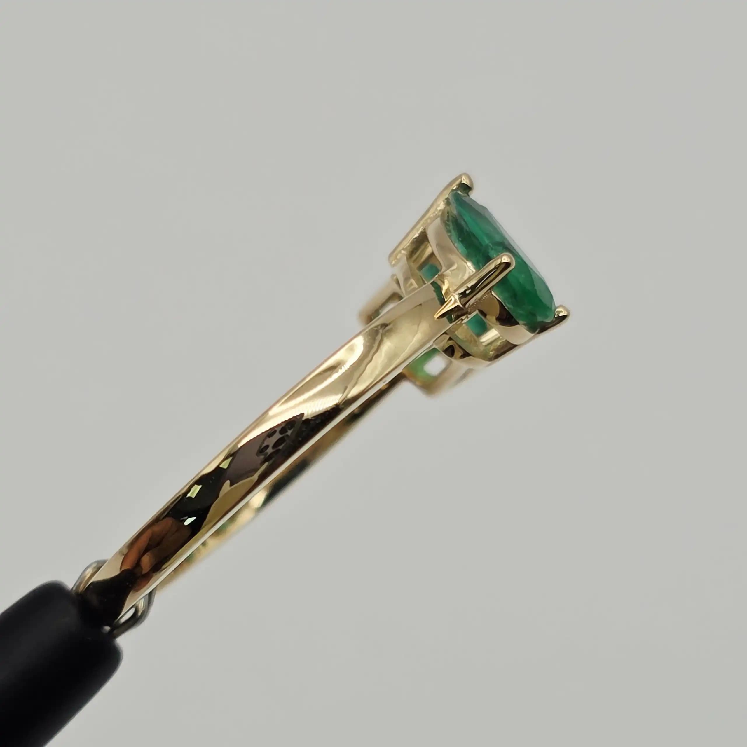 1.25 cts natural emerald toi et moi ring in 14K yellow gold