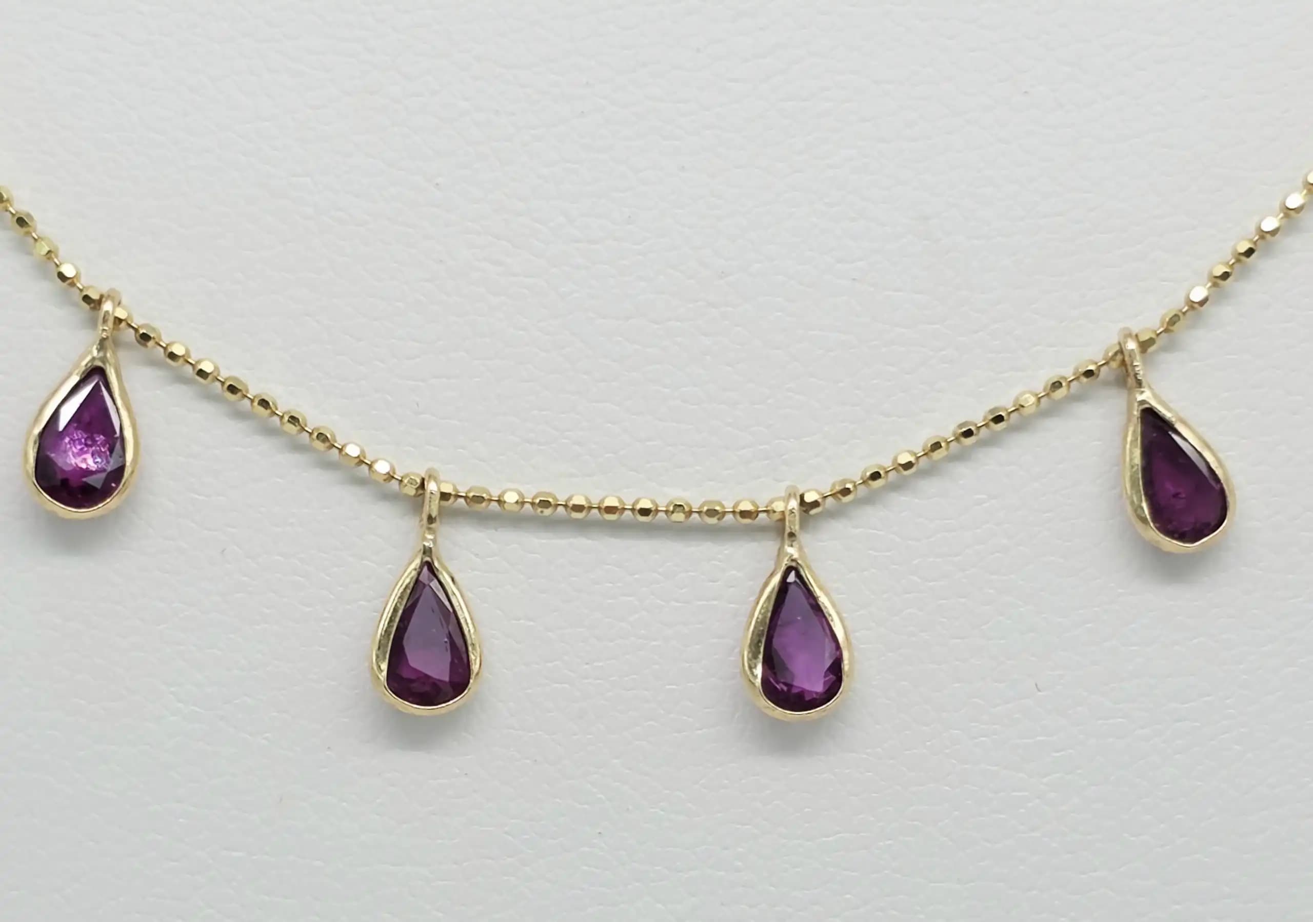 Ruby Dangle Station Necklace