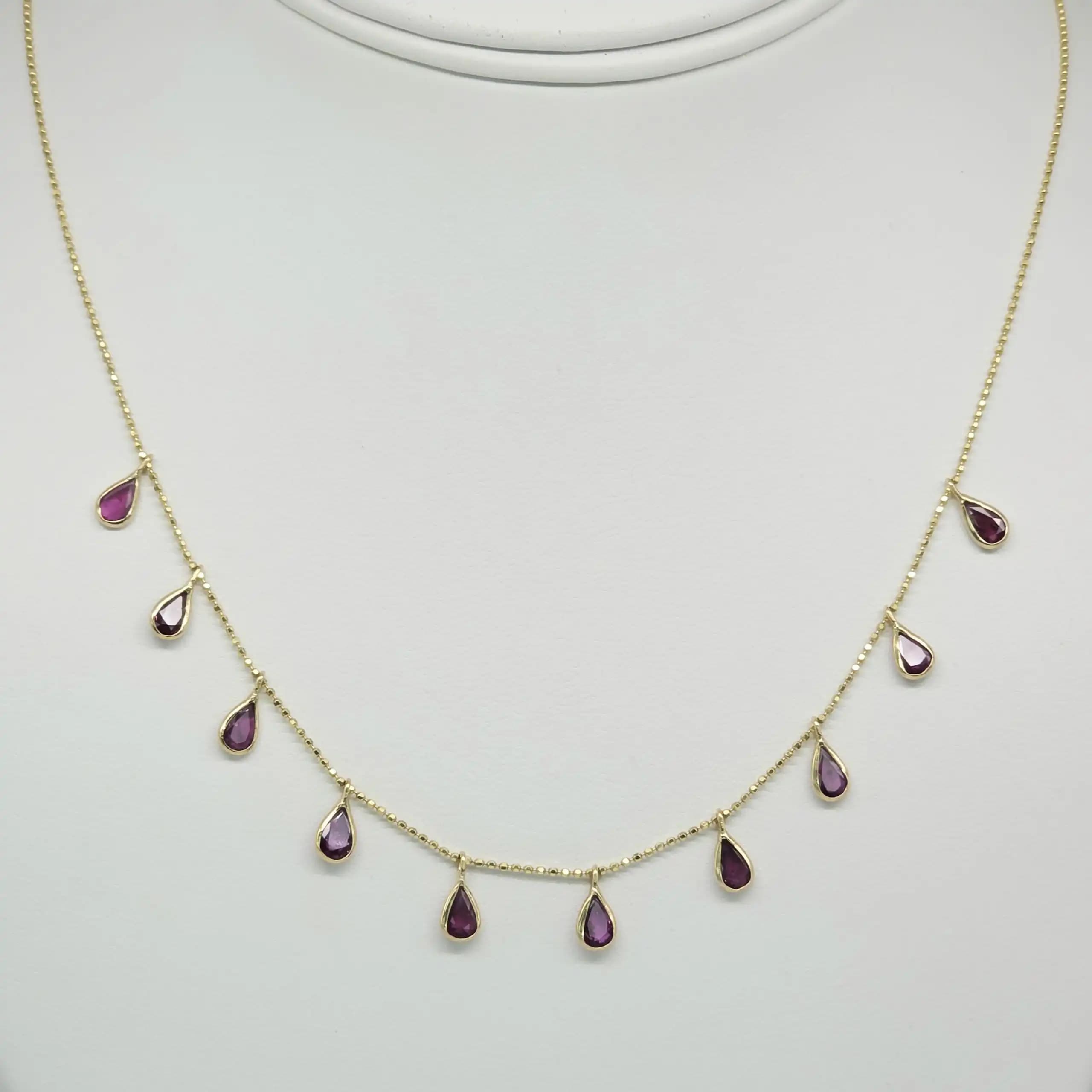 Ruby Dangle Station Necklace
