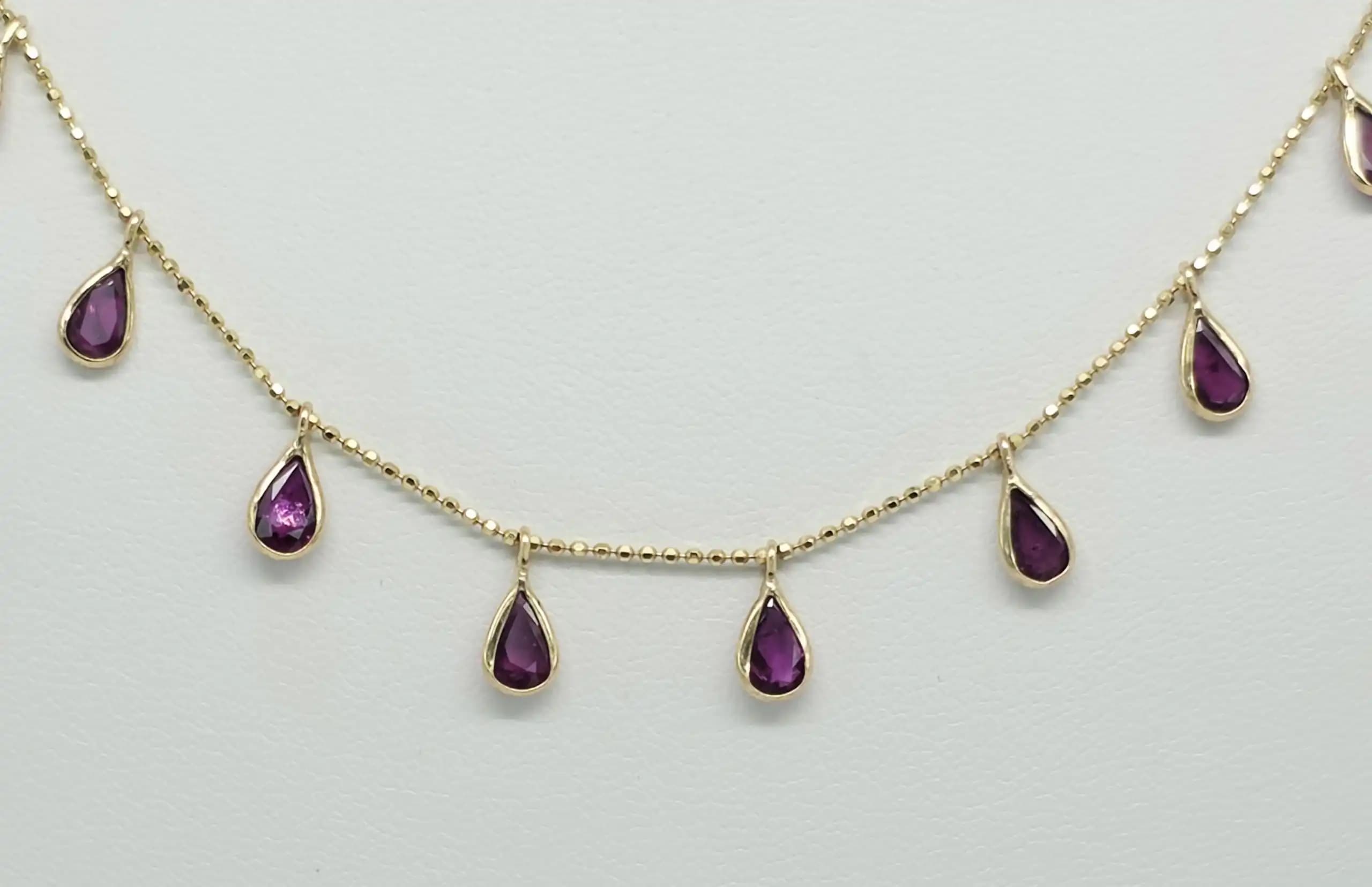 Ruby Dangle Station Necklace