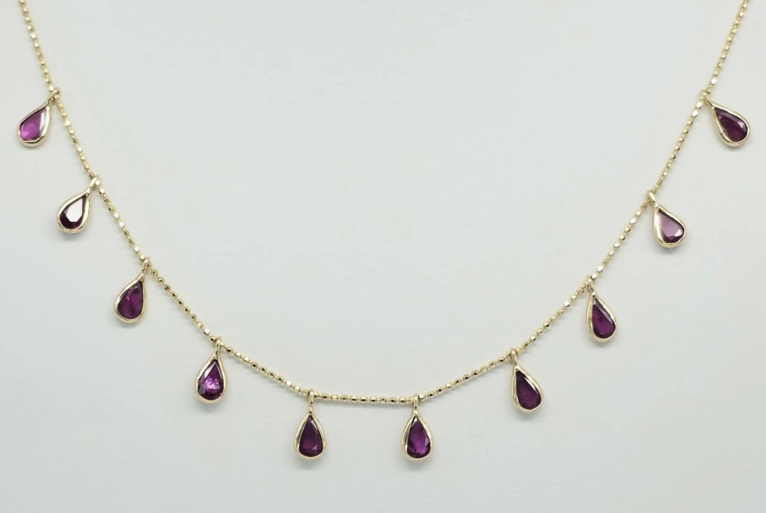 Ruby Dangle Station Necklace